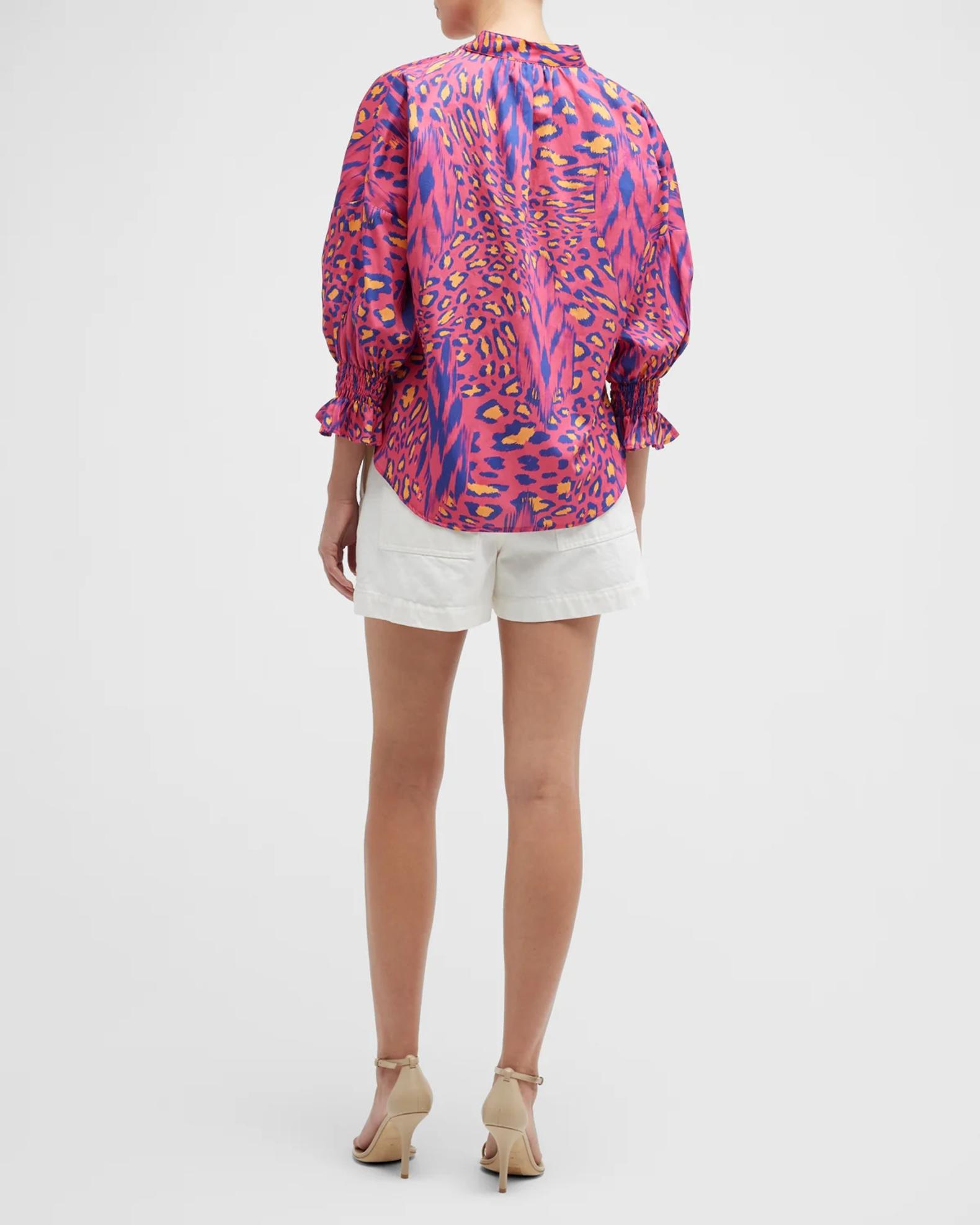 Finley Rex Animal-Print Blouson-Sleeve Top | Neiman Marcus
