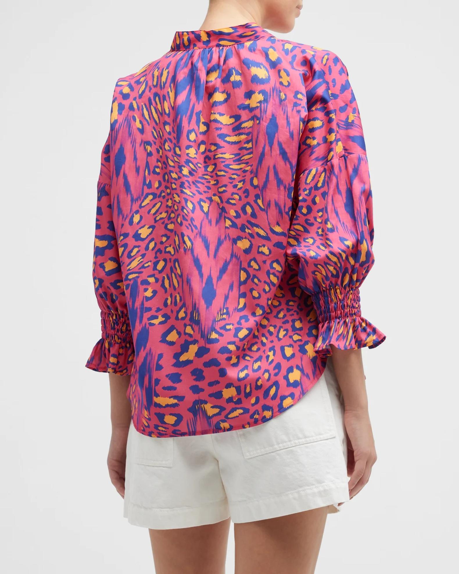 Finley Rex Animal-Print Blouson-Sleeve Top | Neiman Marcus