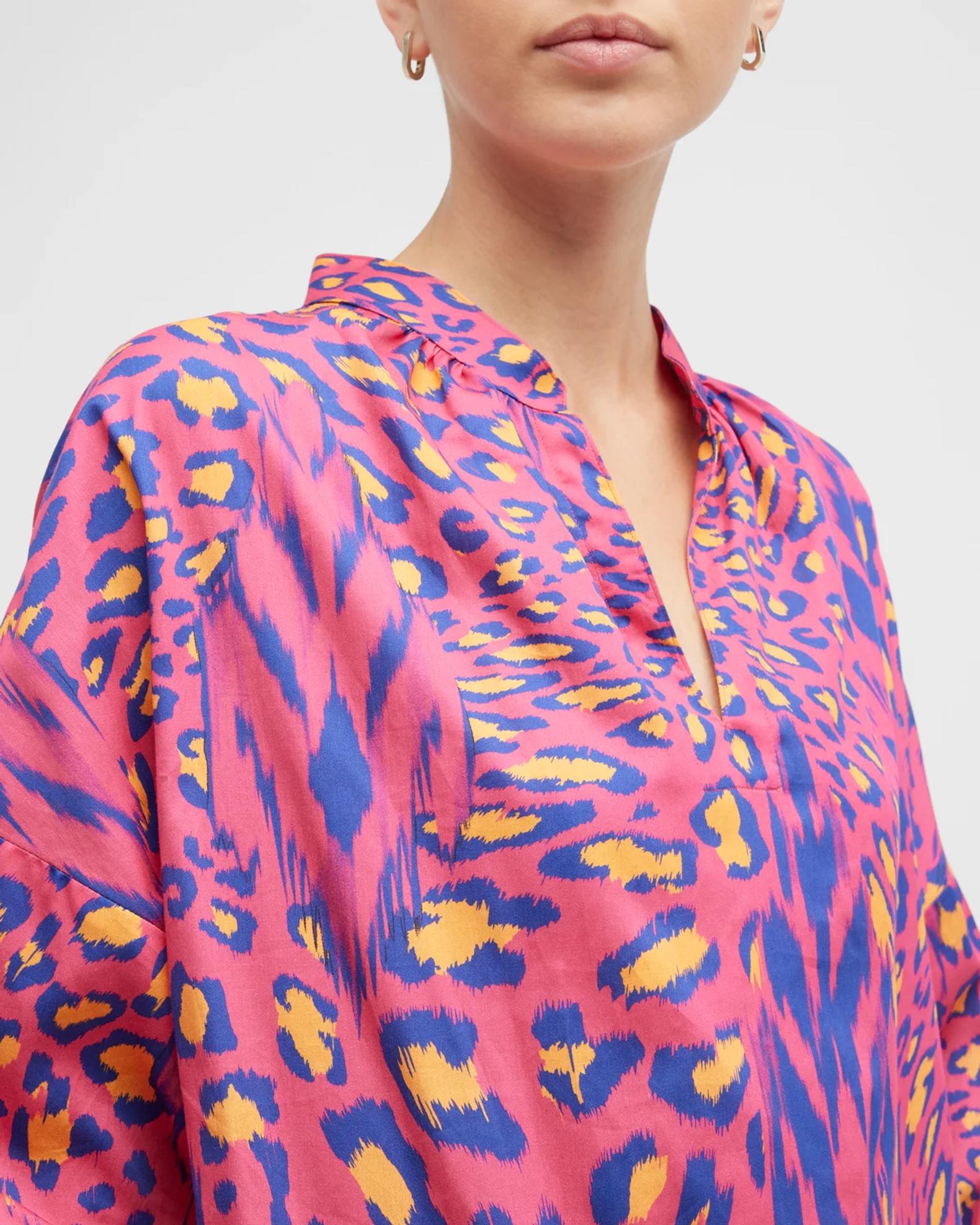 Finley Rex Animal-Print Blouson-Sleeve Top | Neiman Marcus