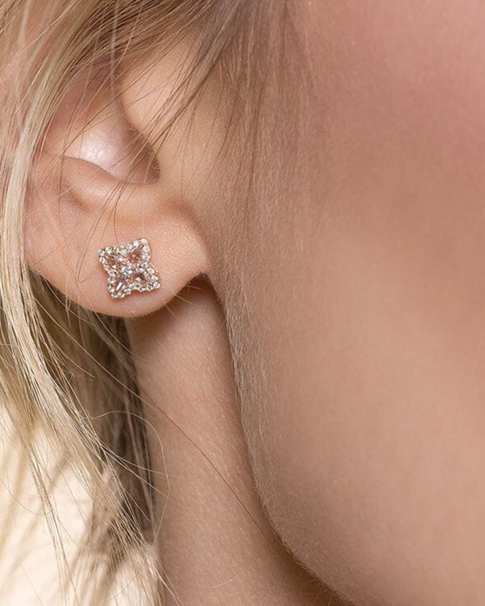 Blossom 18K White Gold Blossom Motif Diamond Stud Earrings 1