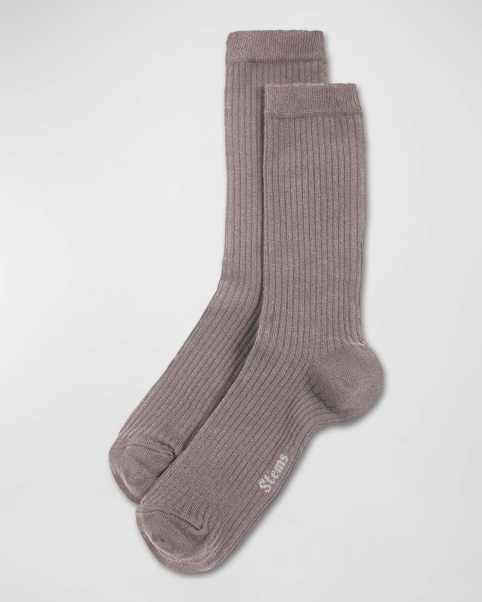 Stems Ribbed Cashmere-Blend Crew Socks | Neiman Marcus
