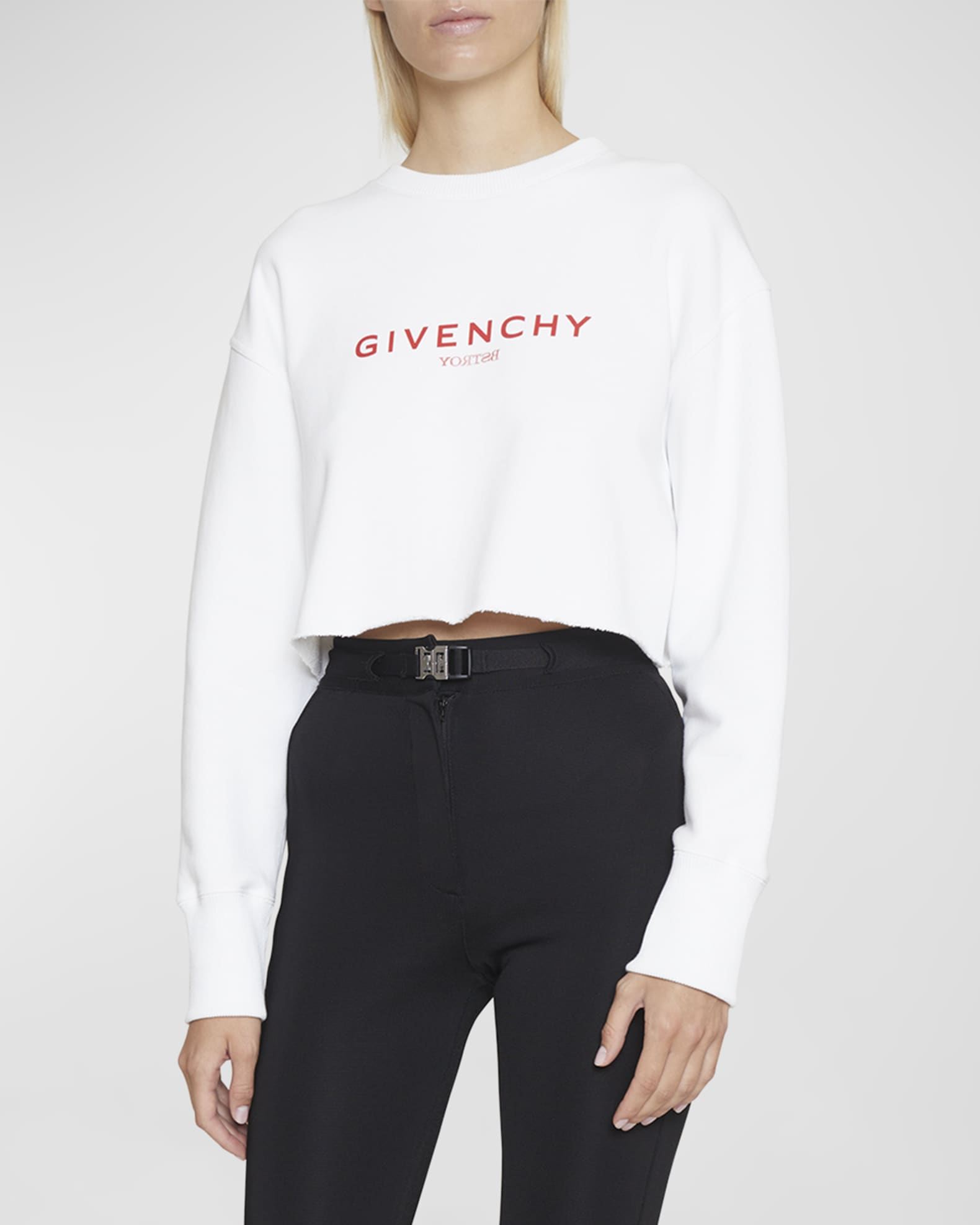 Givenchy Logo Reverse Crop Sweatshirt | Neiman Marcus