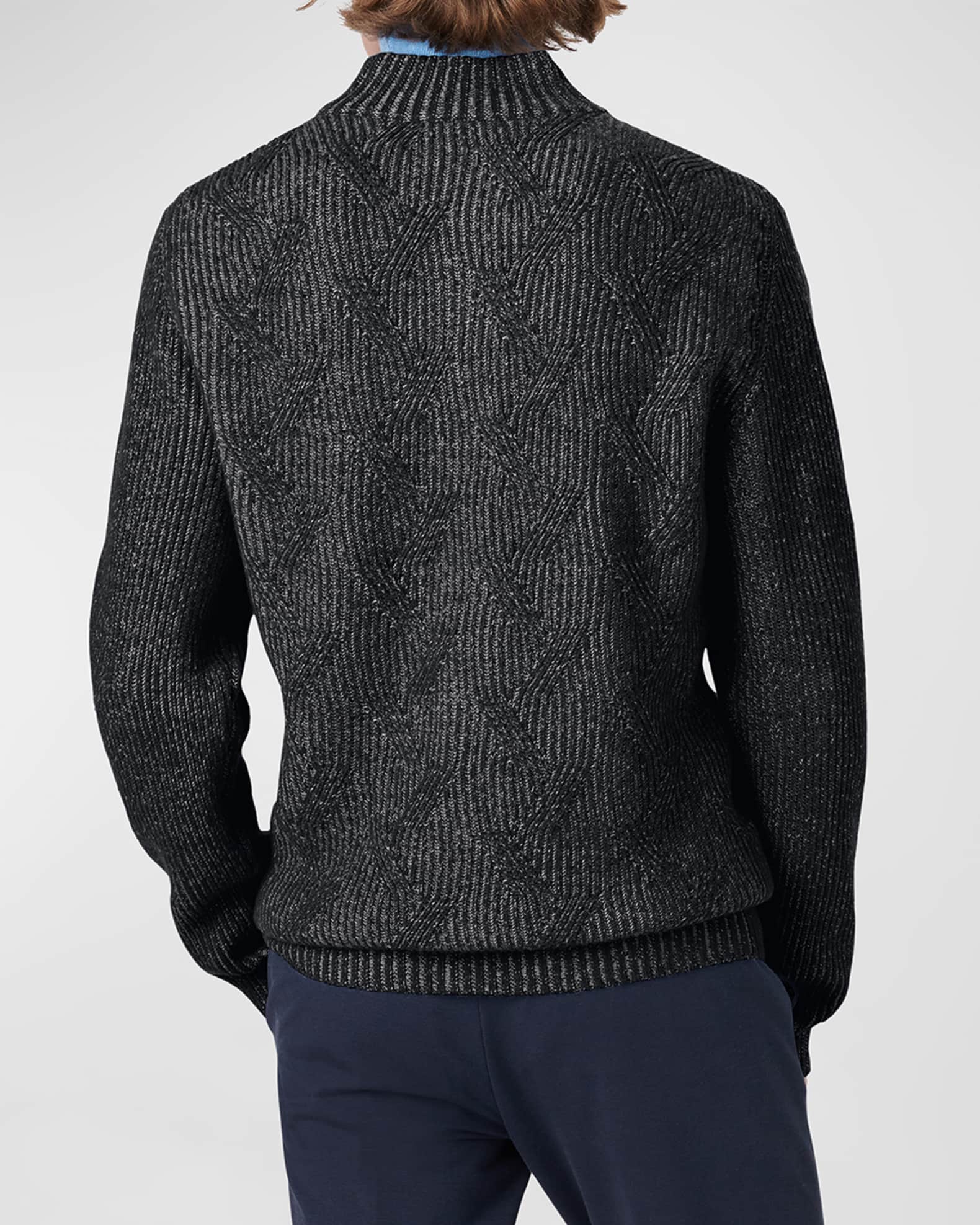 Bugatchi Men's QuarterZip Cable Sweater Neiman Marcus