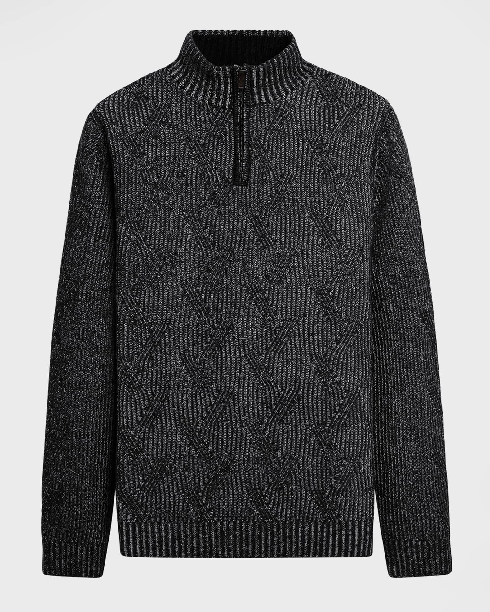 Bugatchi Men s Quarter Zip Cable Sweater Neiman Marcus