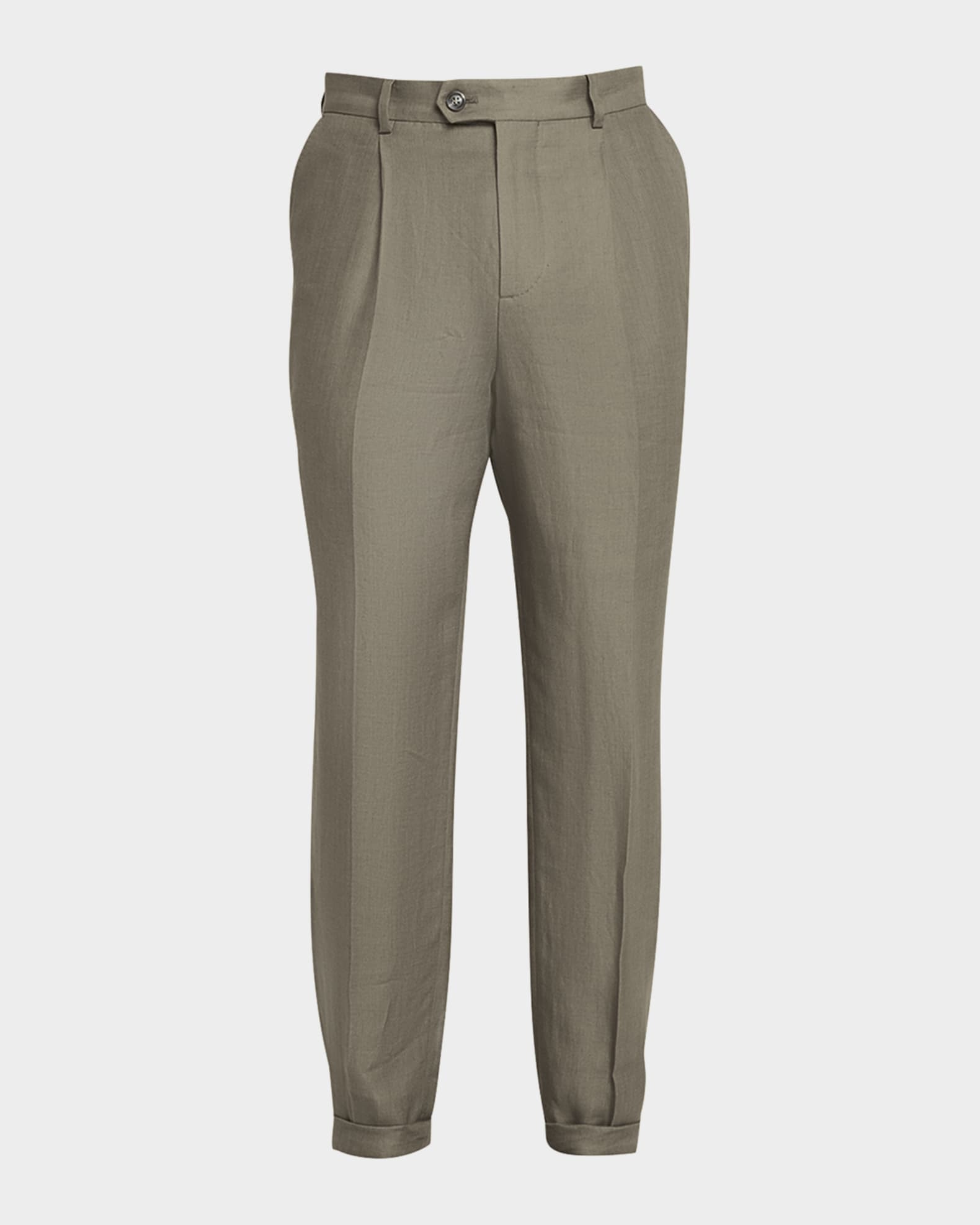 Mens Brunello Cucinelli neutrals Wool-Linen Drawstring Trousers