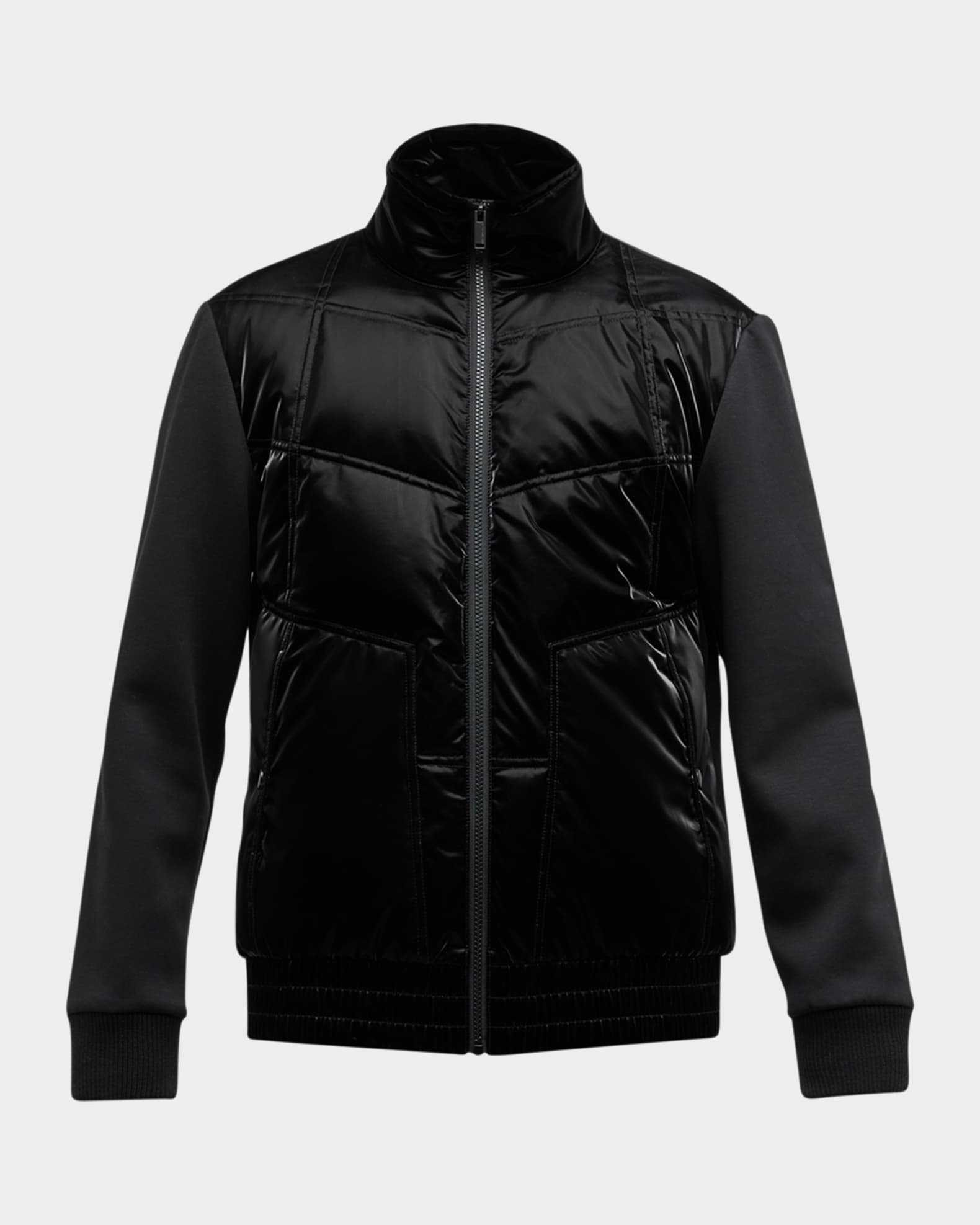 Men's Mixed-Media Quilted Jacket 0