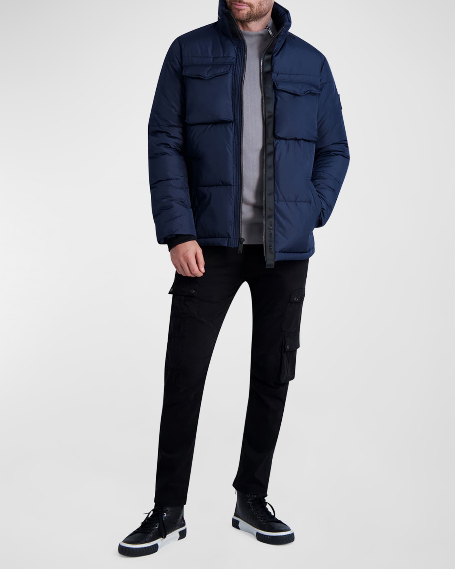 Men s Puffer Jacket with Hidden Hood