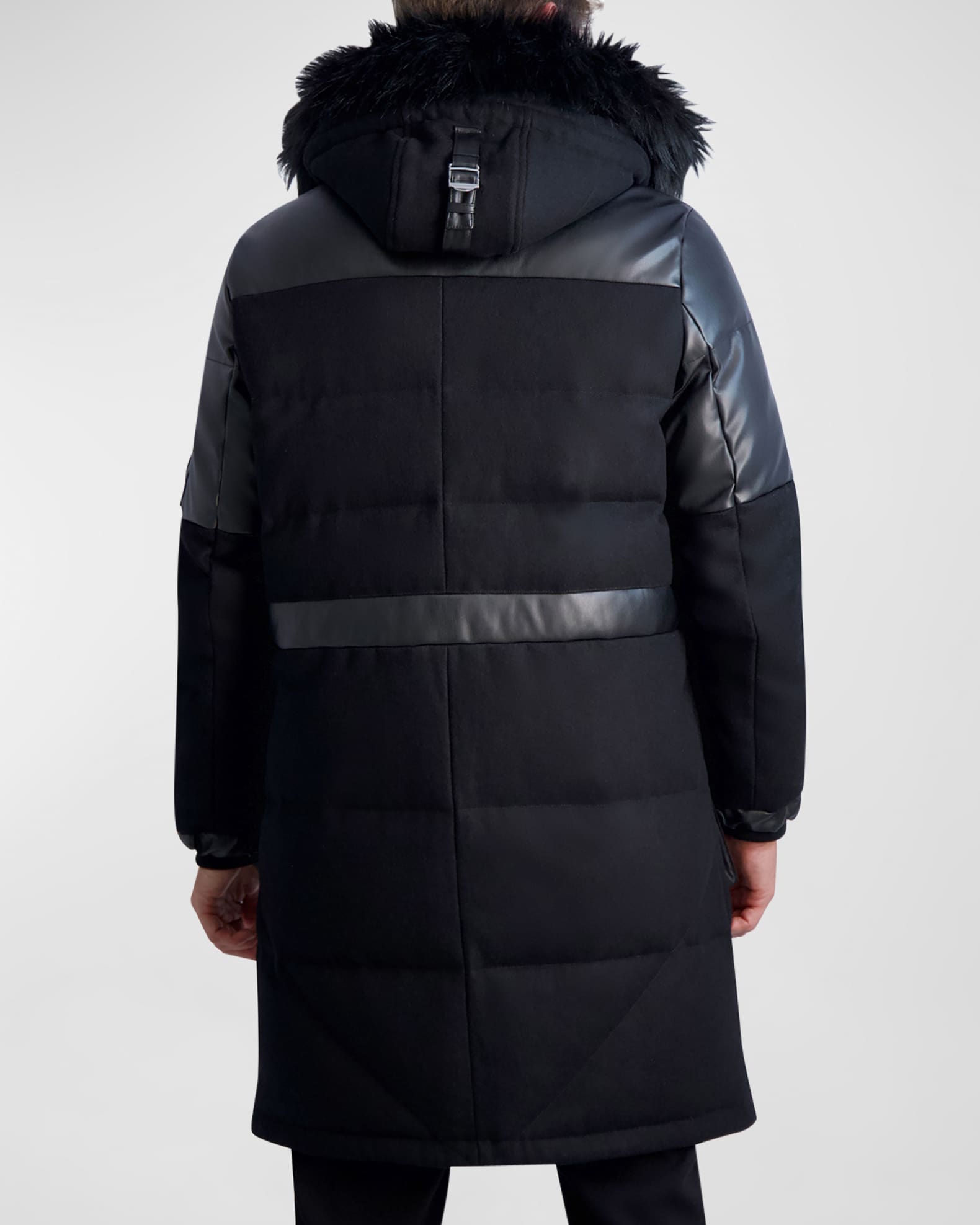 Karl Lagerfeld Paris Men's Fabric-Blocked Down Parka Neiman Marcus