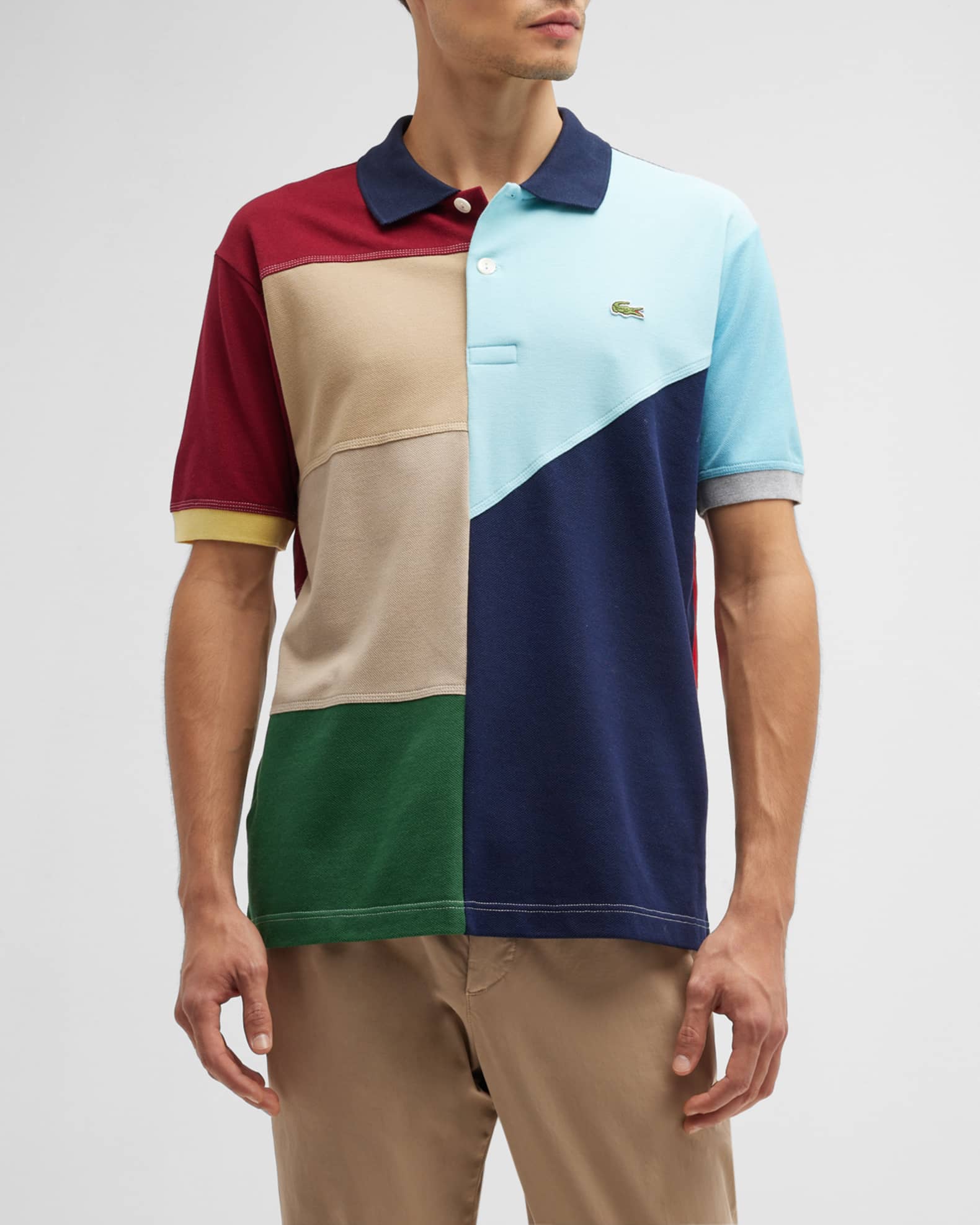 Reskyd ært Print Lacoste Unisex Patchwork Piqué Polo Shirt | Neiman Marcus