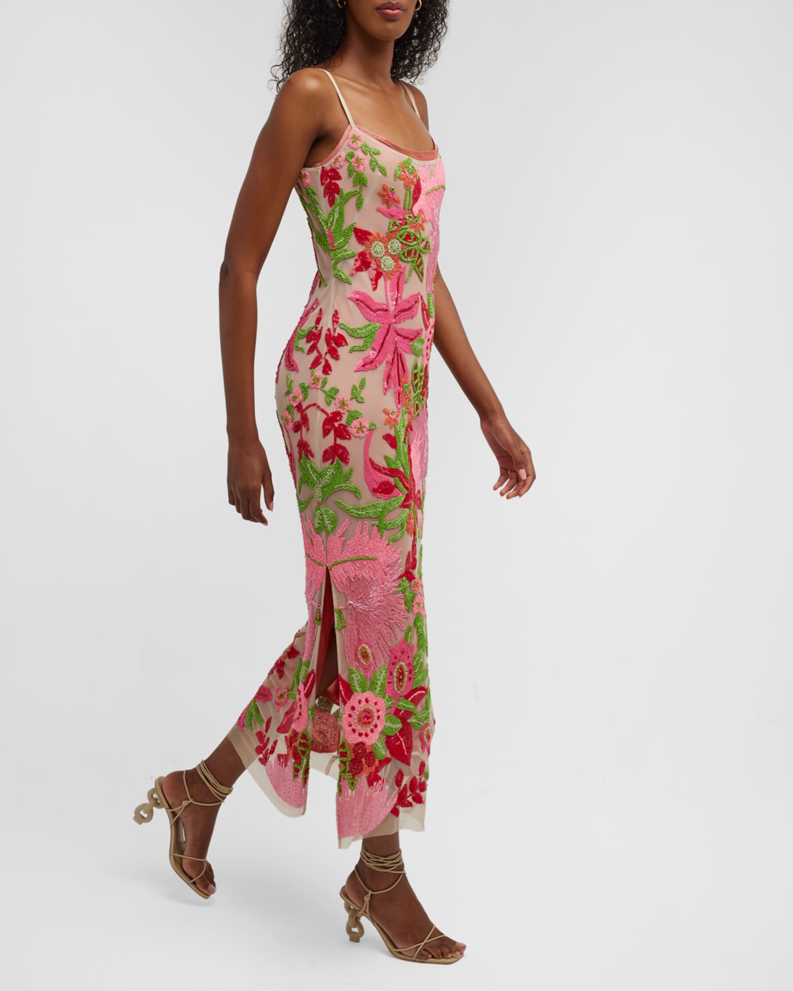 Cult Gaia Kennedy Floral Beaded Sequin Mesh Dress | Neiman Marcus