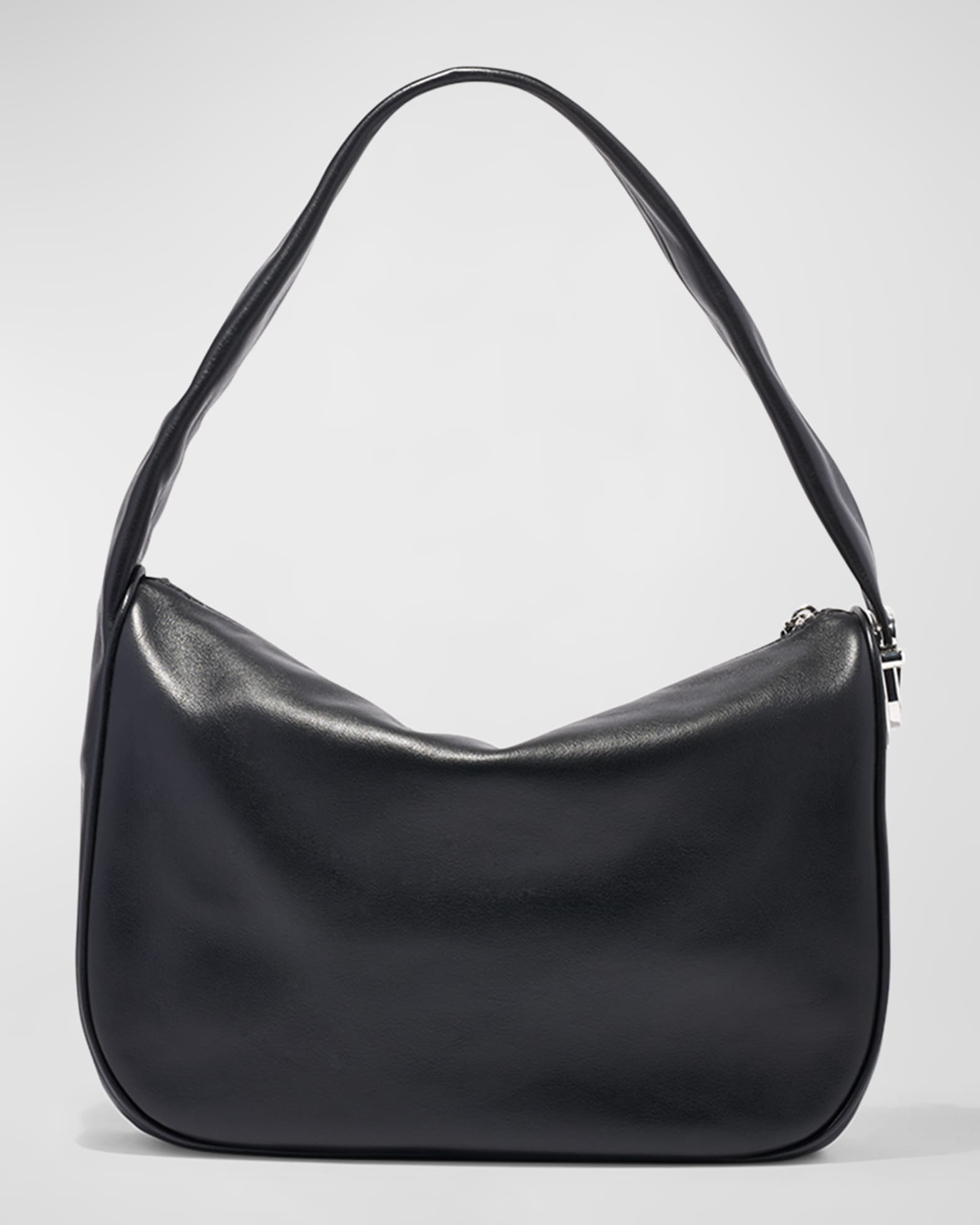 C Valentino Vintage Black Leather Hobo Shoulder Bag