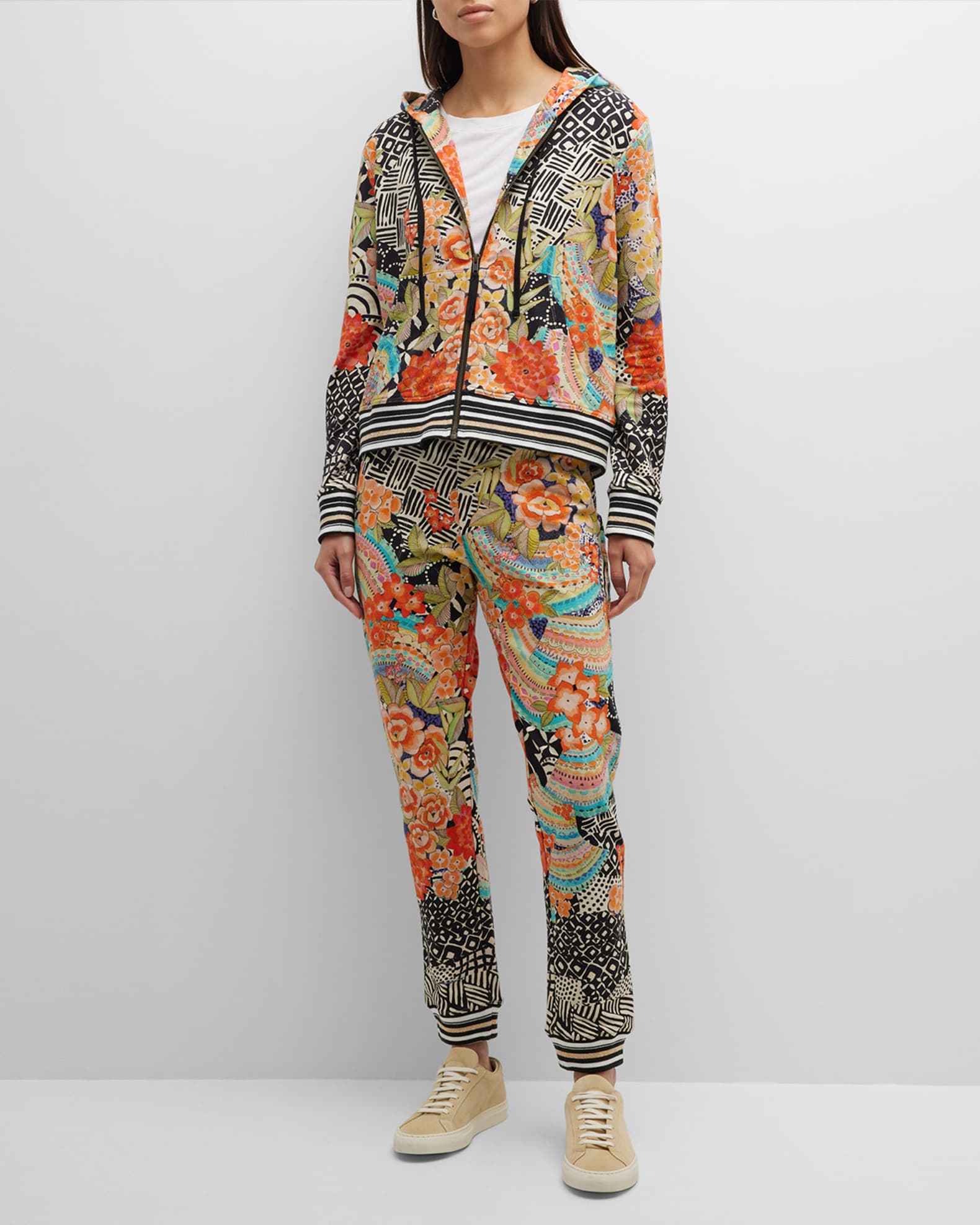 Johnny Was Sunrise FloralPrint ZipUp Hoodie Neiman Marcus
