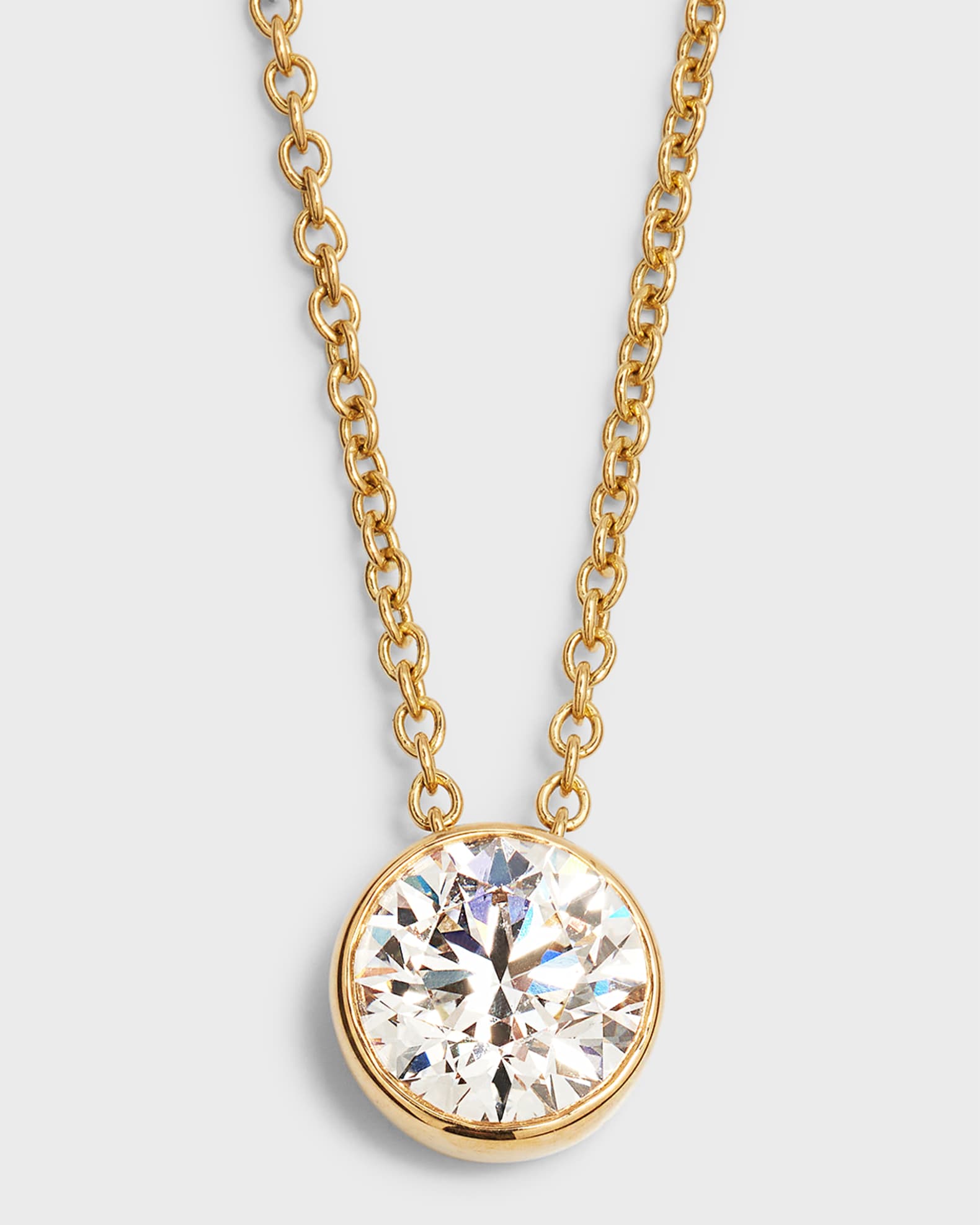 Lab Grown Diamond 18K Yellow Gold Round Pendant Necklace 0