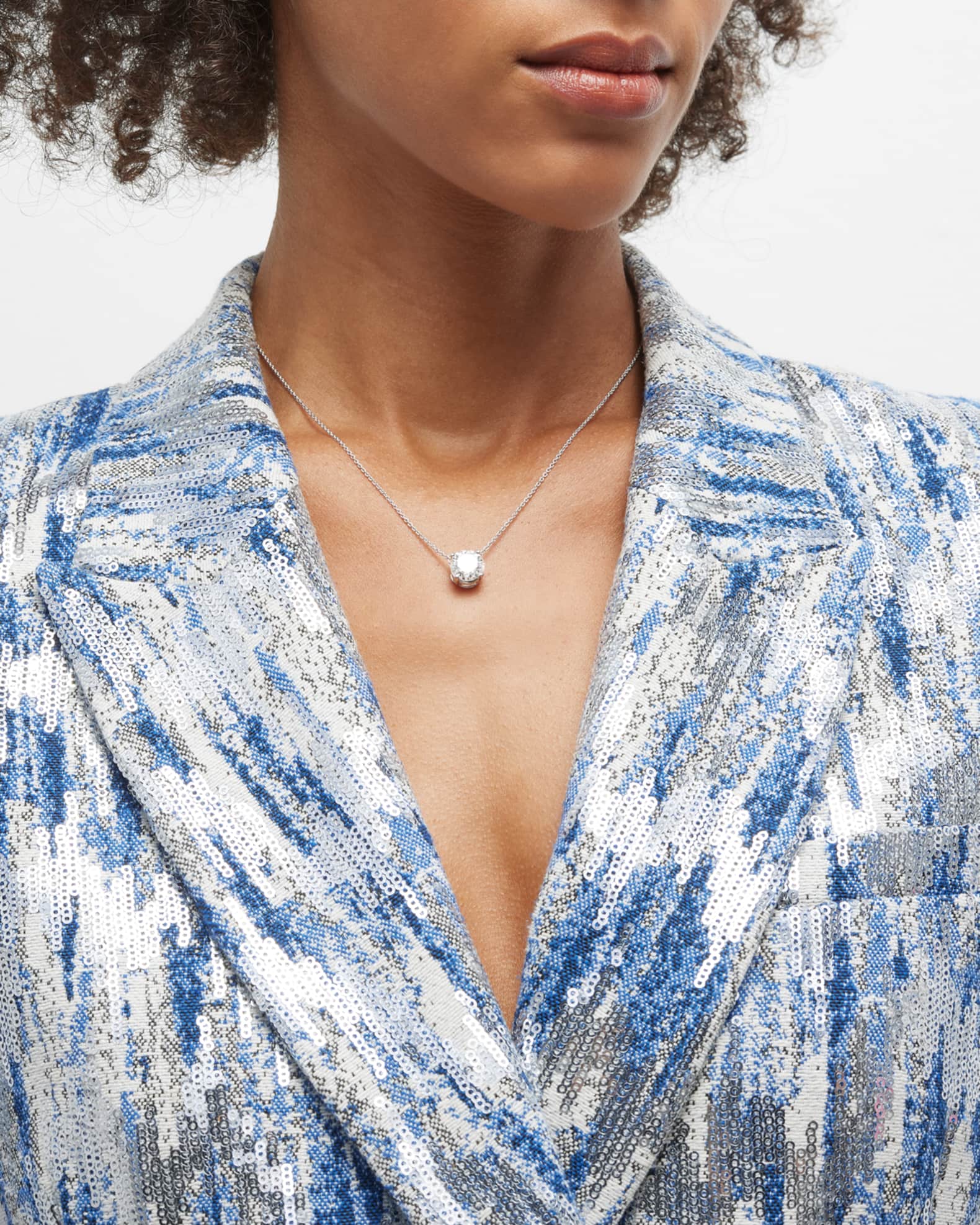 Lab Grown Diamond 18K White Gold Round Pendant Necklace 1