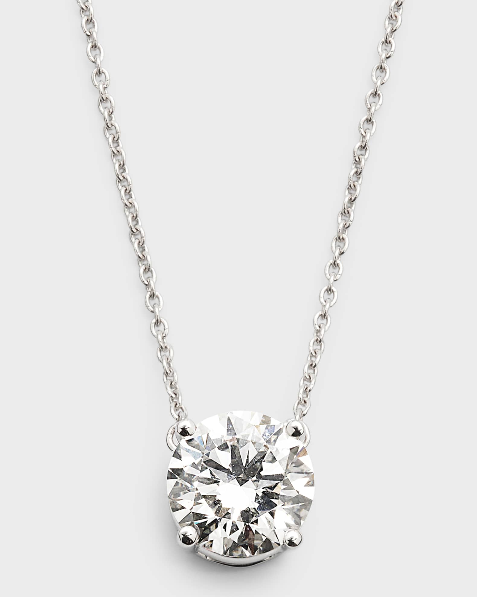 Lab Grown Diamond 18K White Gold Round Pendant Necklace 0
