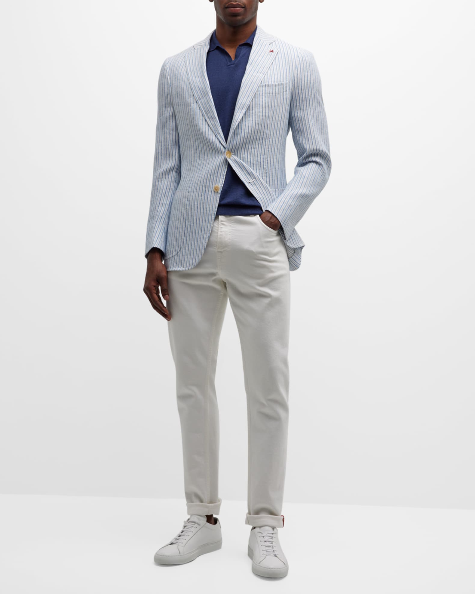Isaia Men's Striped Linen-Blend Blazer | Neiman Marcus