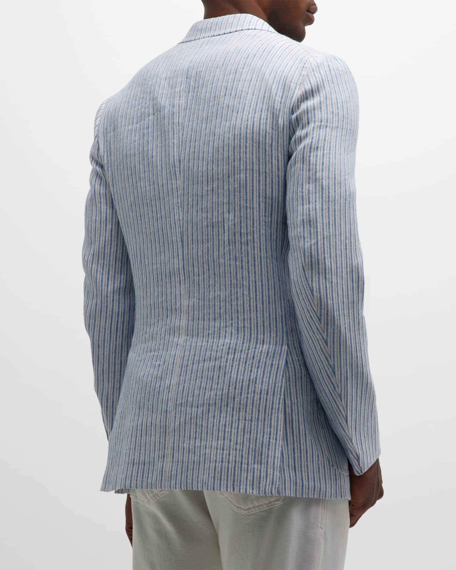 Isaia Men's Striped Linen-Blend Blazer | Neiman Marcus