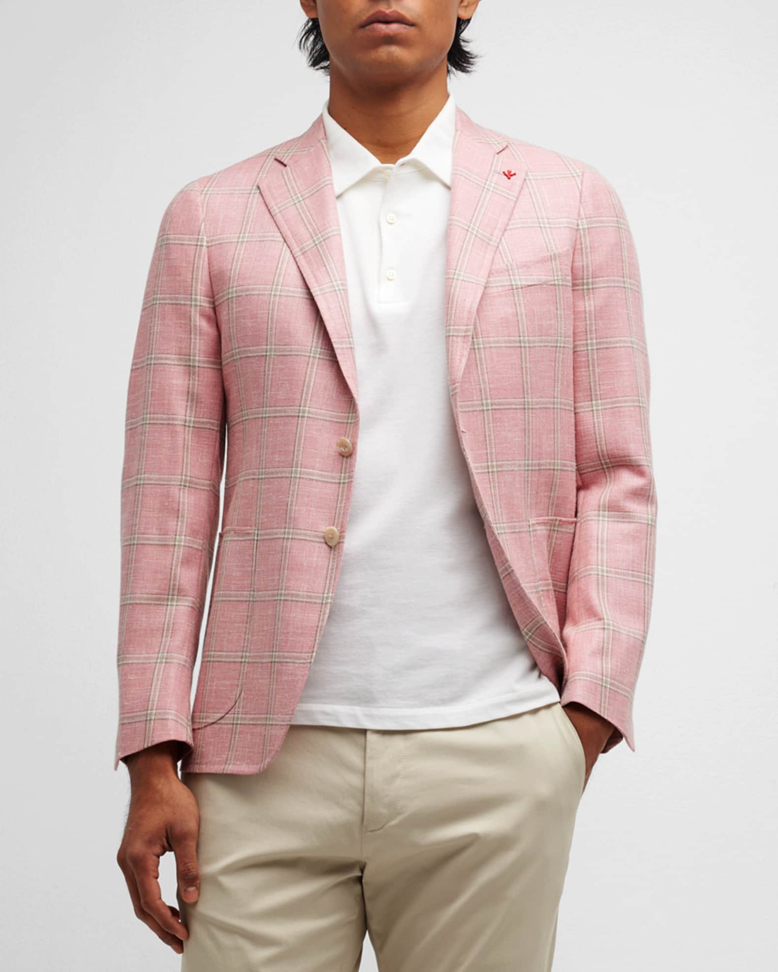 Isaia Men's Windowpane Wool-Blend Sport Coat | Neiman Marcus