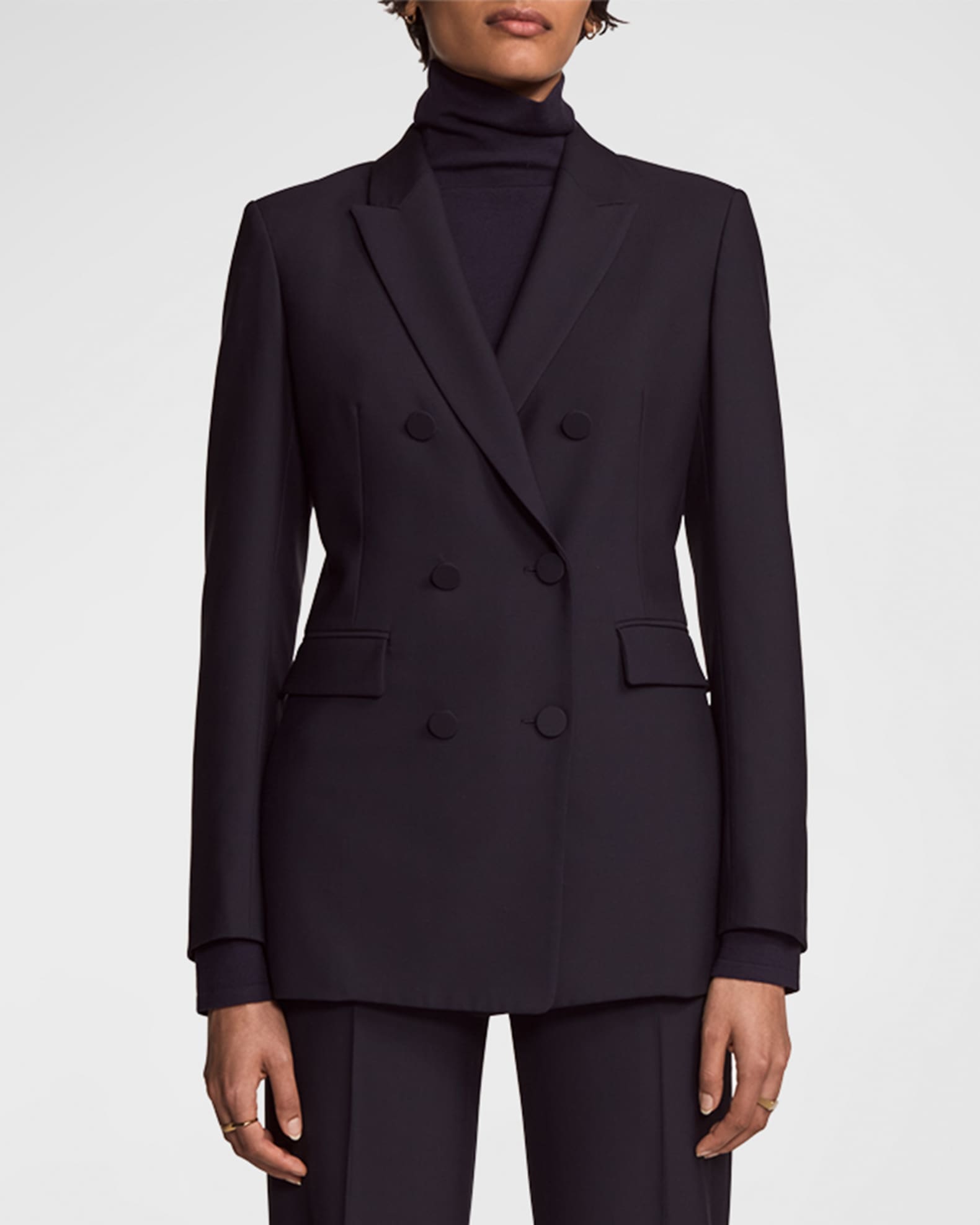 Another Tomorrow Wool Double-Breasted Blazer Jacket | Neiman Marcus