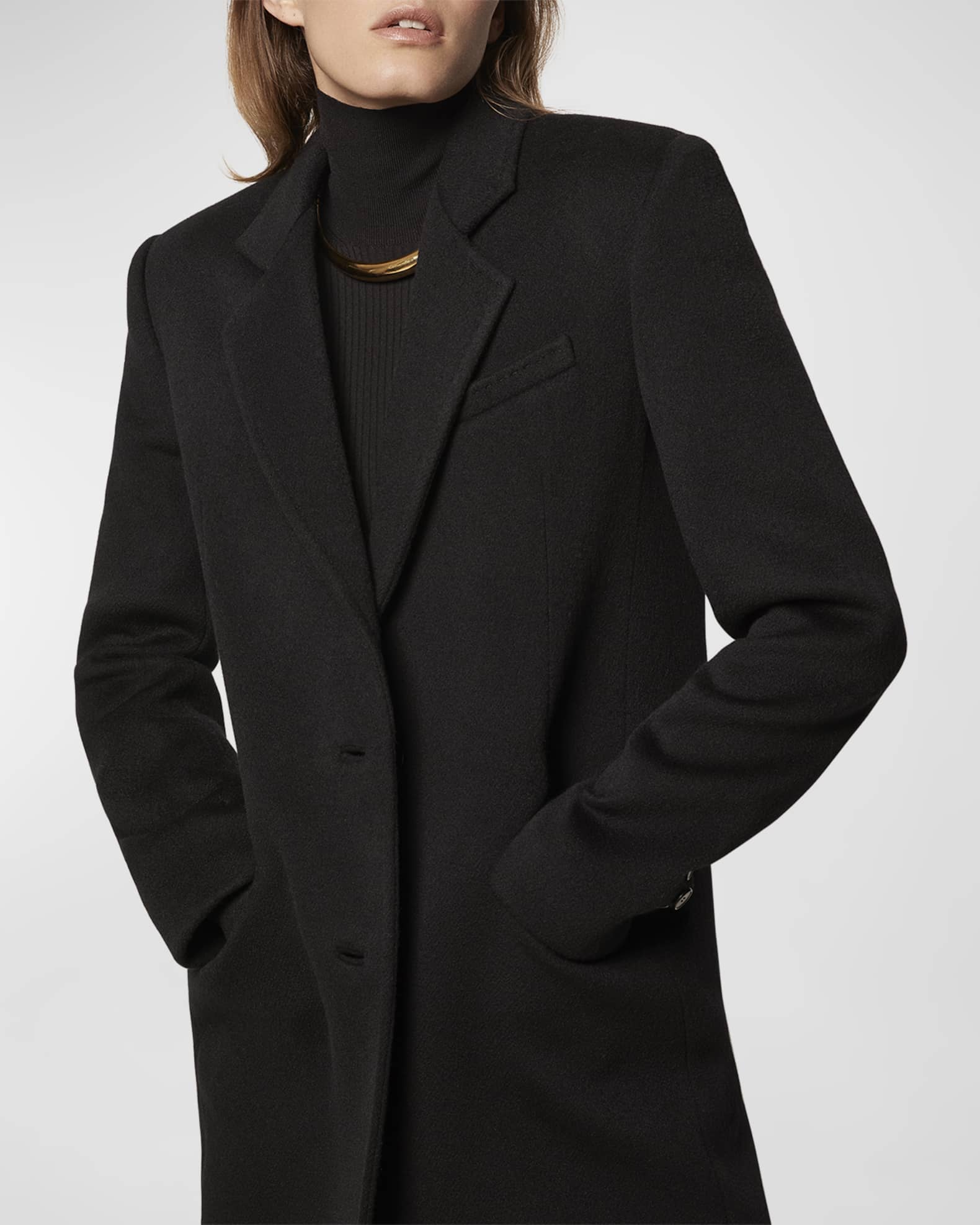 Another Tomorrow Cashmere Blend Tailored Peacoat | Neiman Marcus