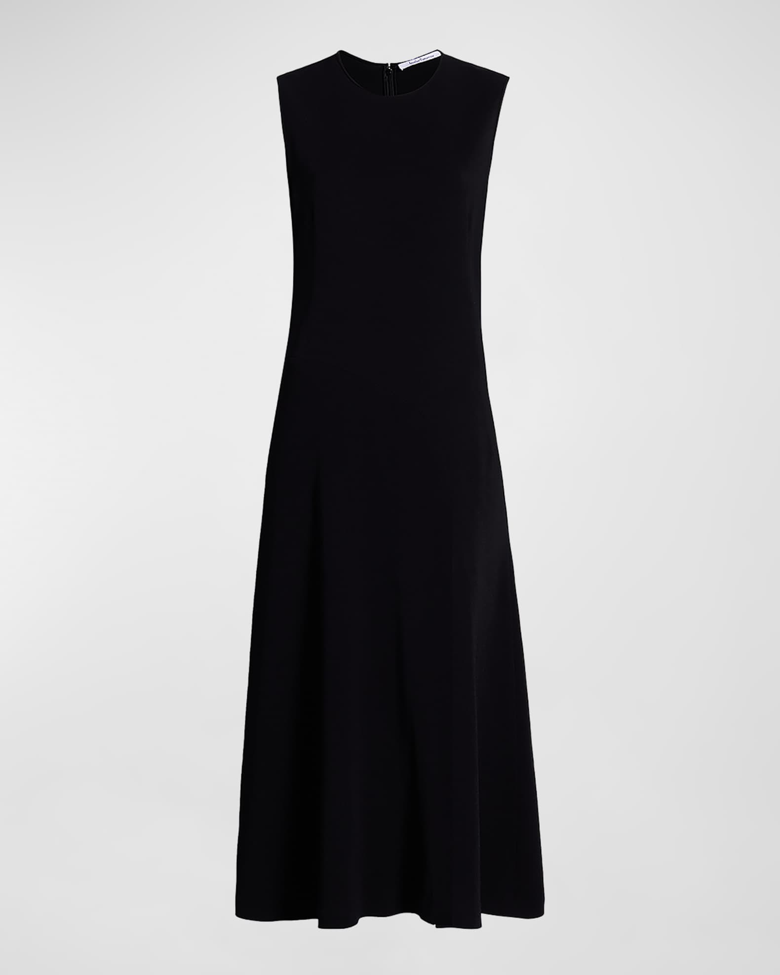 Another Tomorrow Sleeveless Side-Slit Crepe Midi Dress | Neiman Marcus