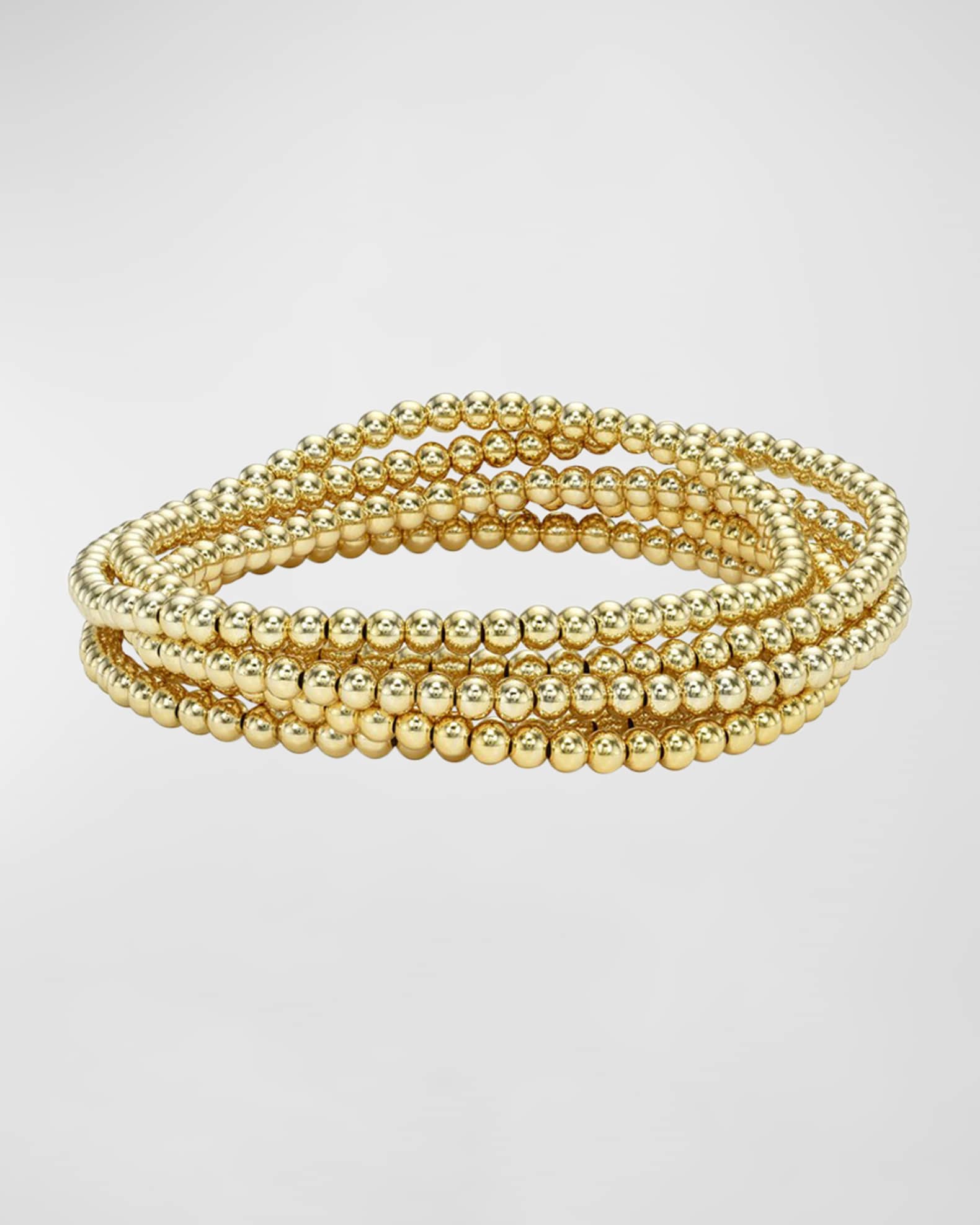 3mm Gold-Fill Bead Bracelet Stack, Set of 5 0