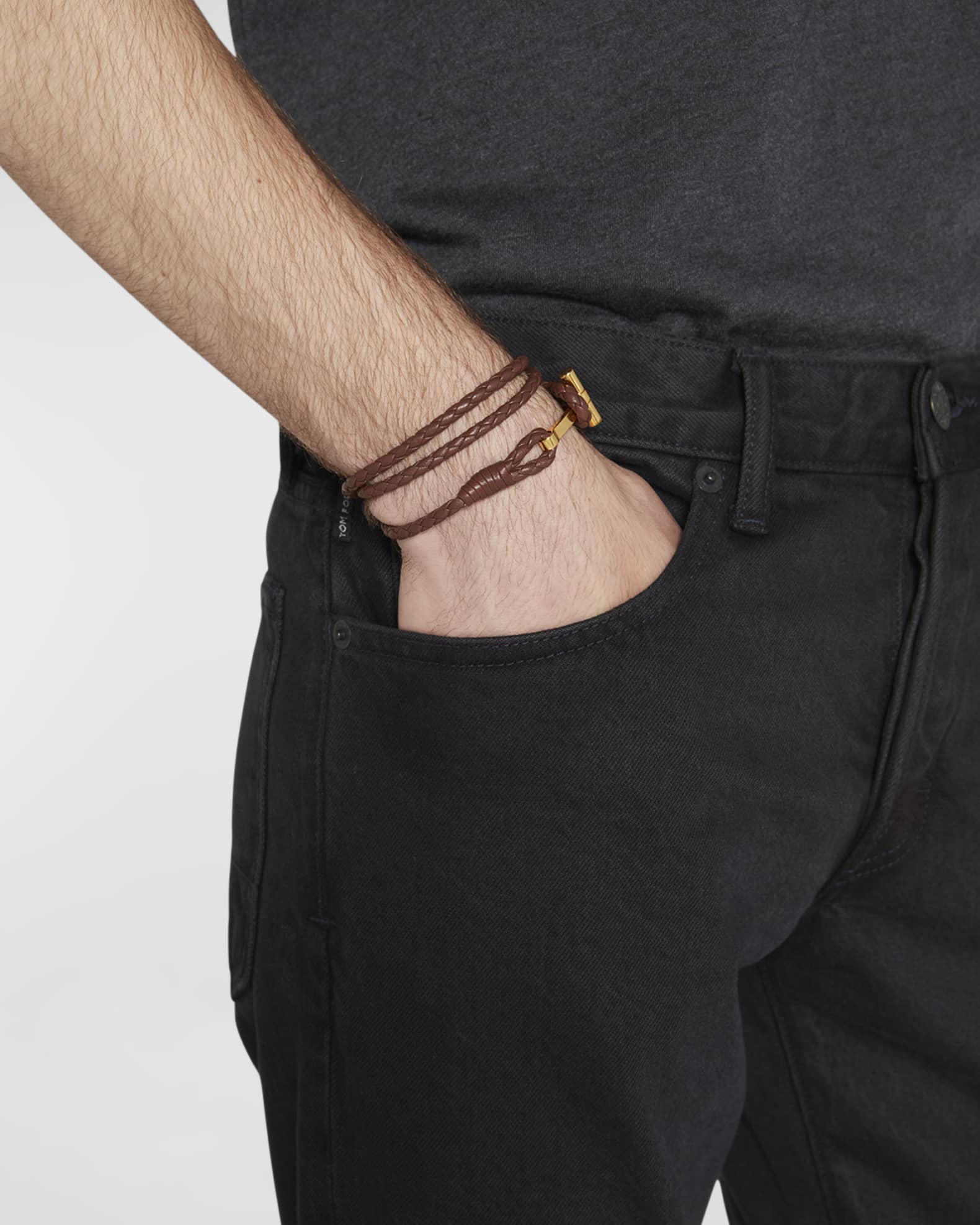 Tom ford woven leather bracelet new arrivals