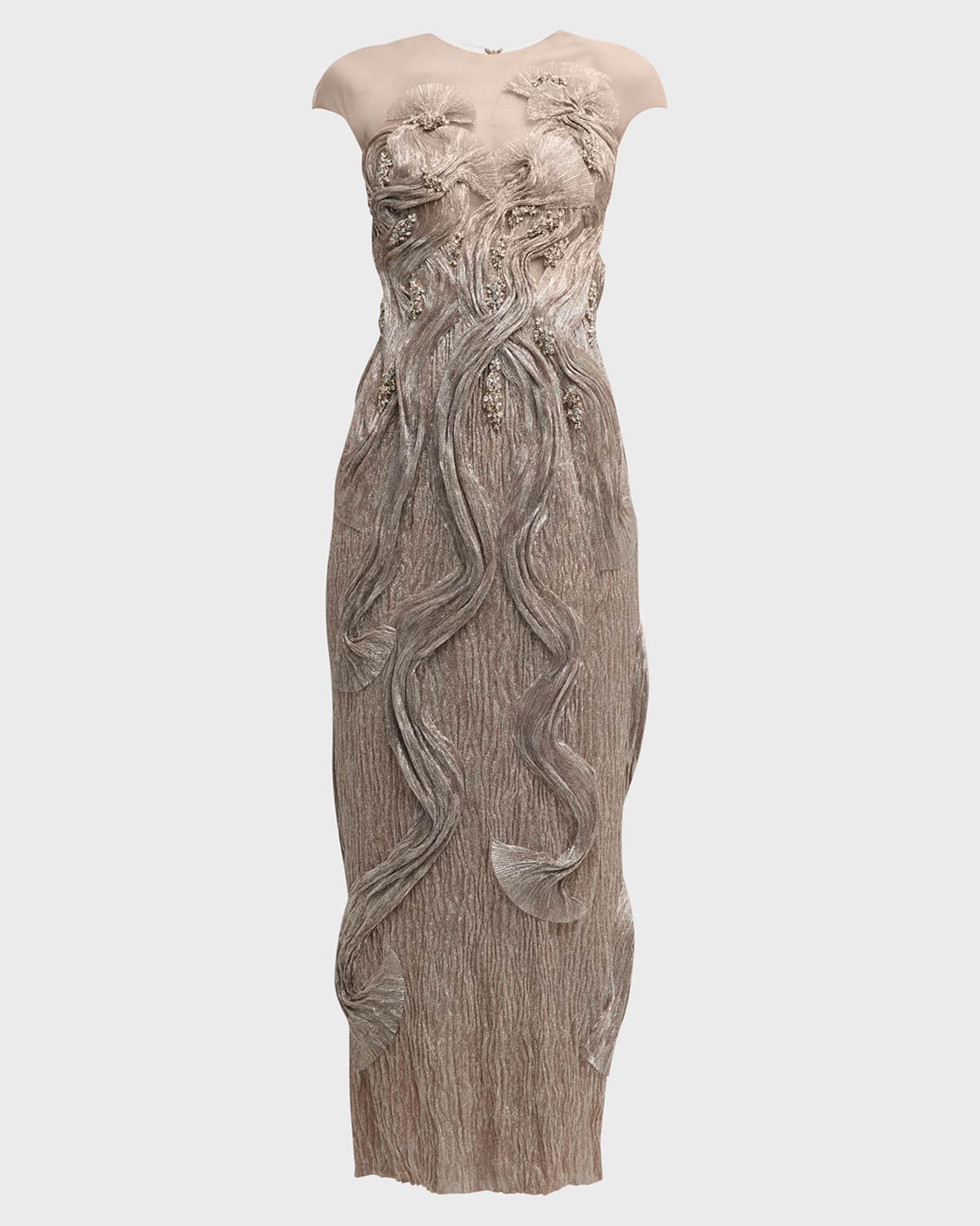 Beaded Crystal Illusion Gown CZ0025 main image 0