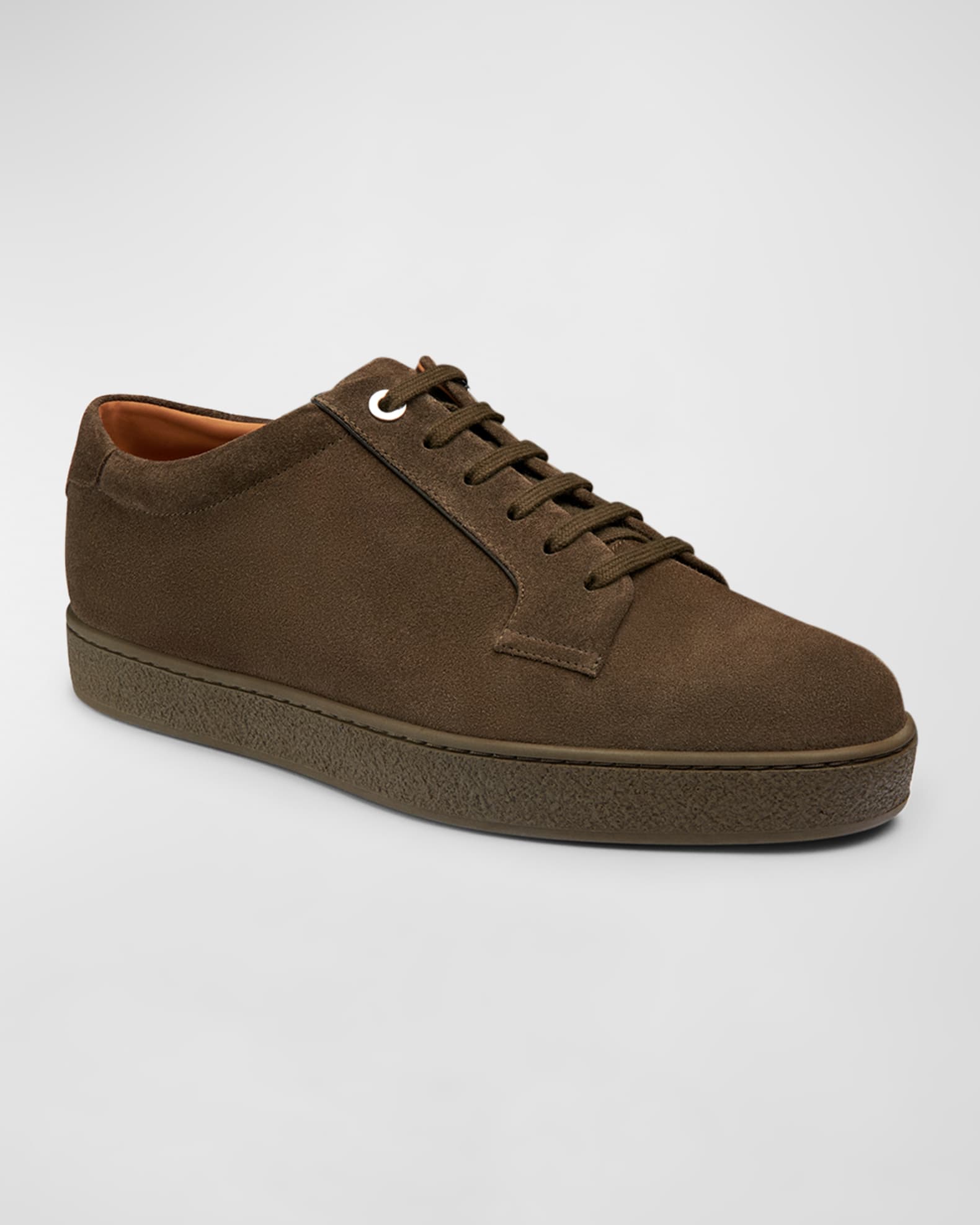 John Lobb Men s Molton Suede Low top Sneakers Dark Olive