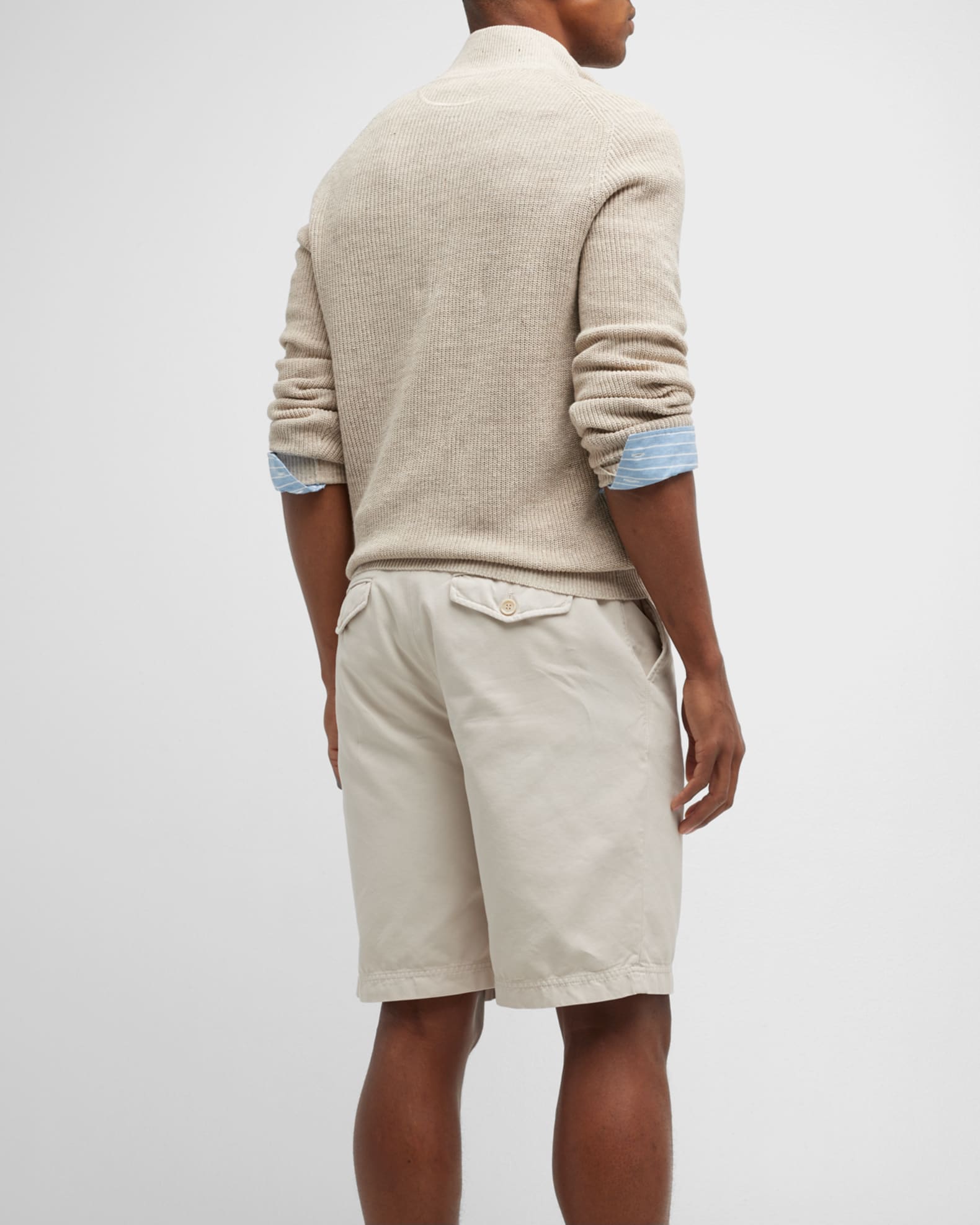 Brunello Cucinelli Men's Knit QuarterZip Sweater with Chest Pocket