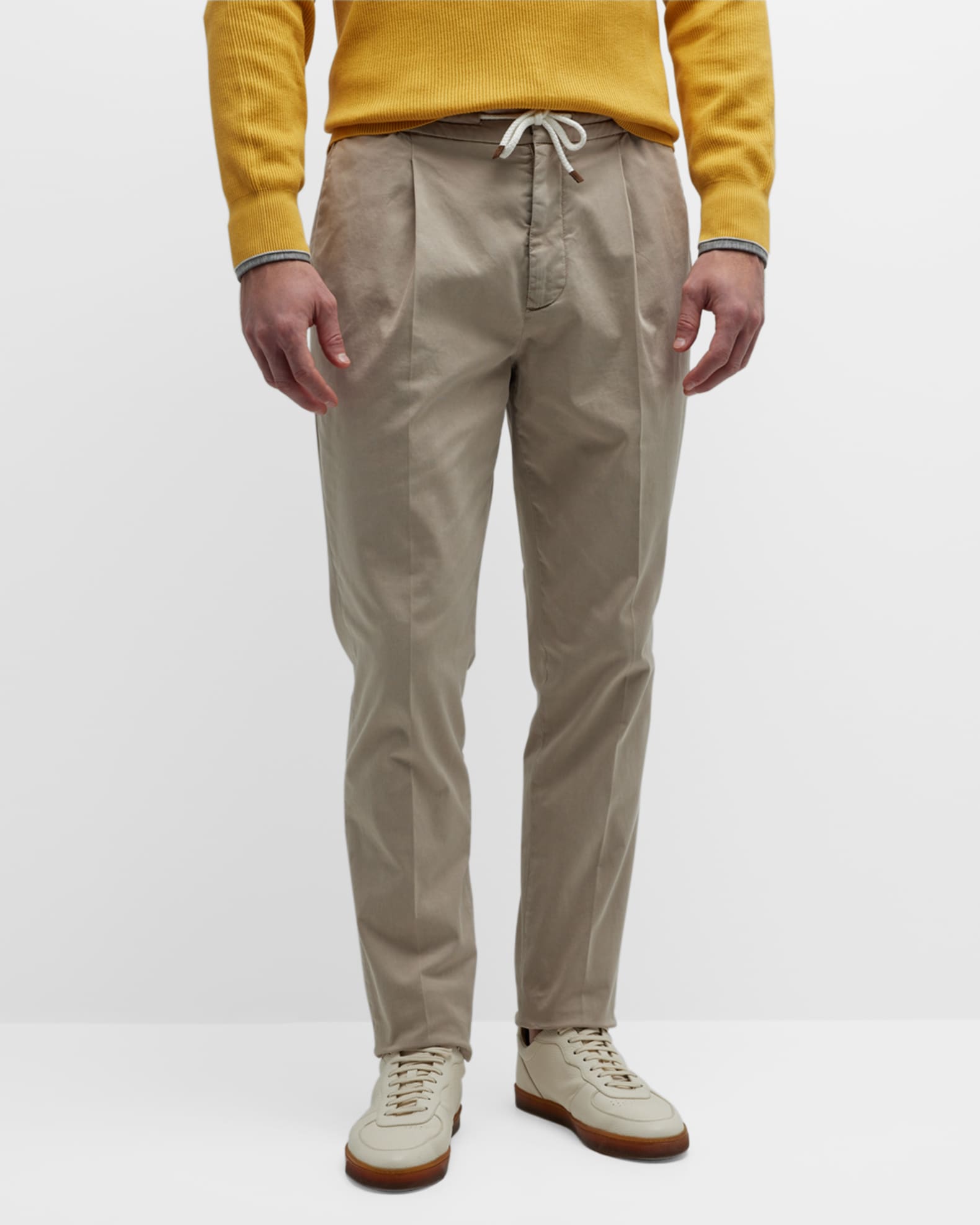 Brunello Cucinelli Men's Pleated Drawstring Pants | Neiman Marcus