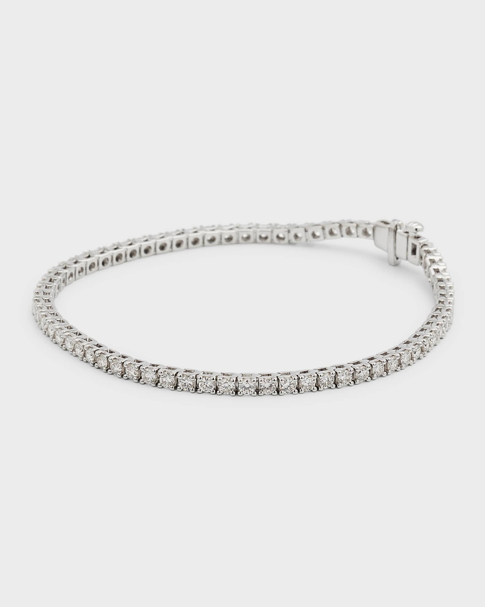 18K White Gold Round Diamond Bracelet, 7"L, 3.0tcw 0