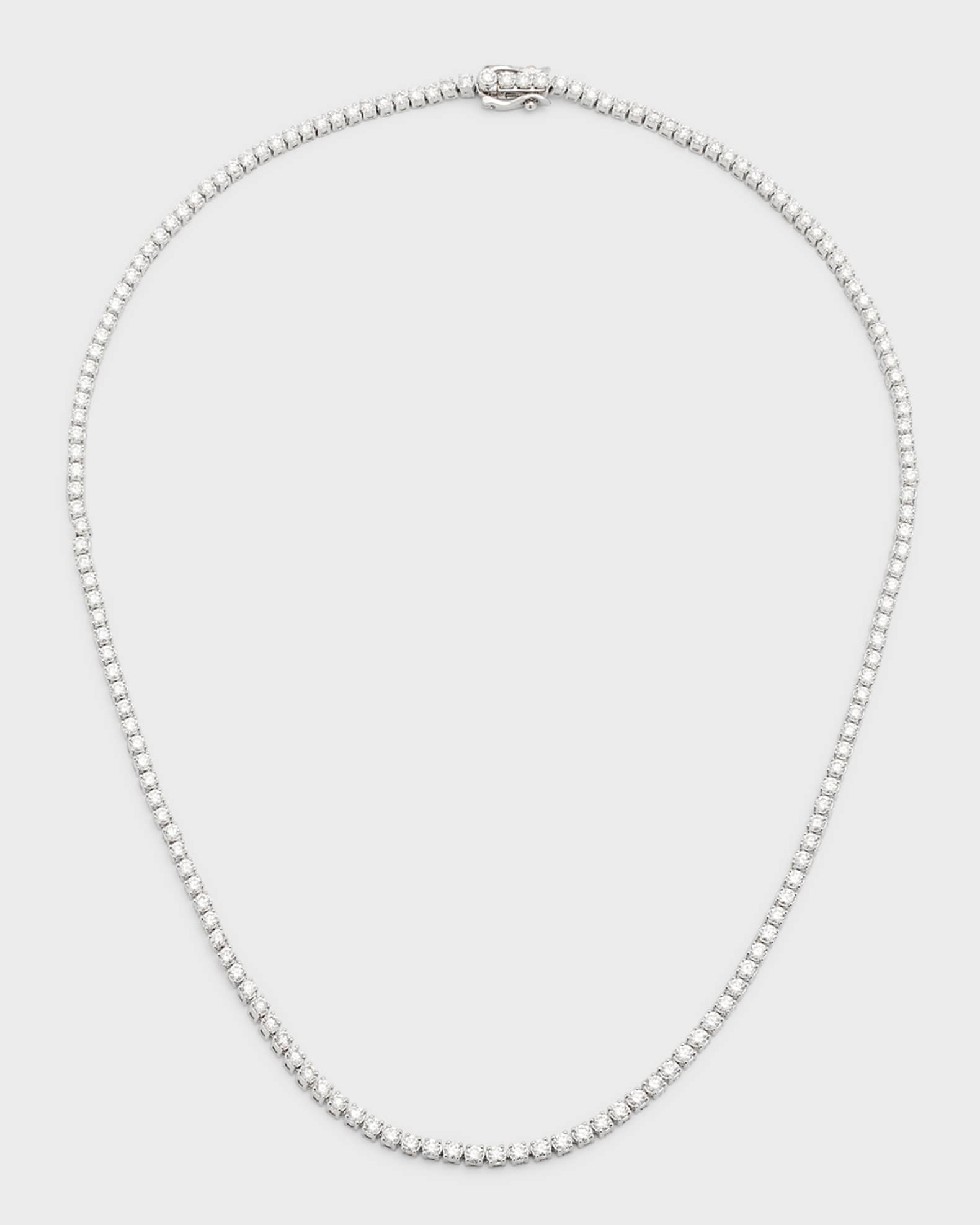 18K White Gold Round Diamond Line Necklace, 16.5"L, 7.0tcw 0