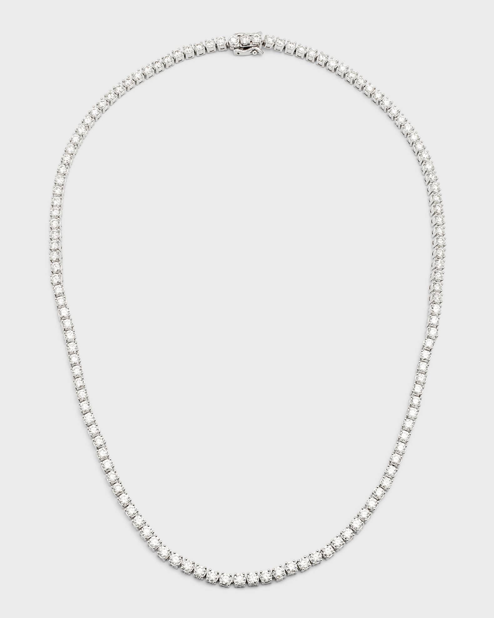 18K White Gold Round Diamond Line Necklace, 18"L, 15.0tcw 0