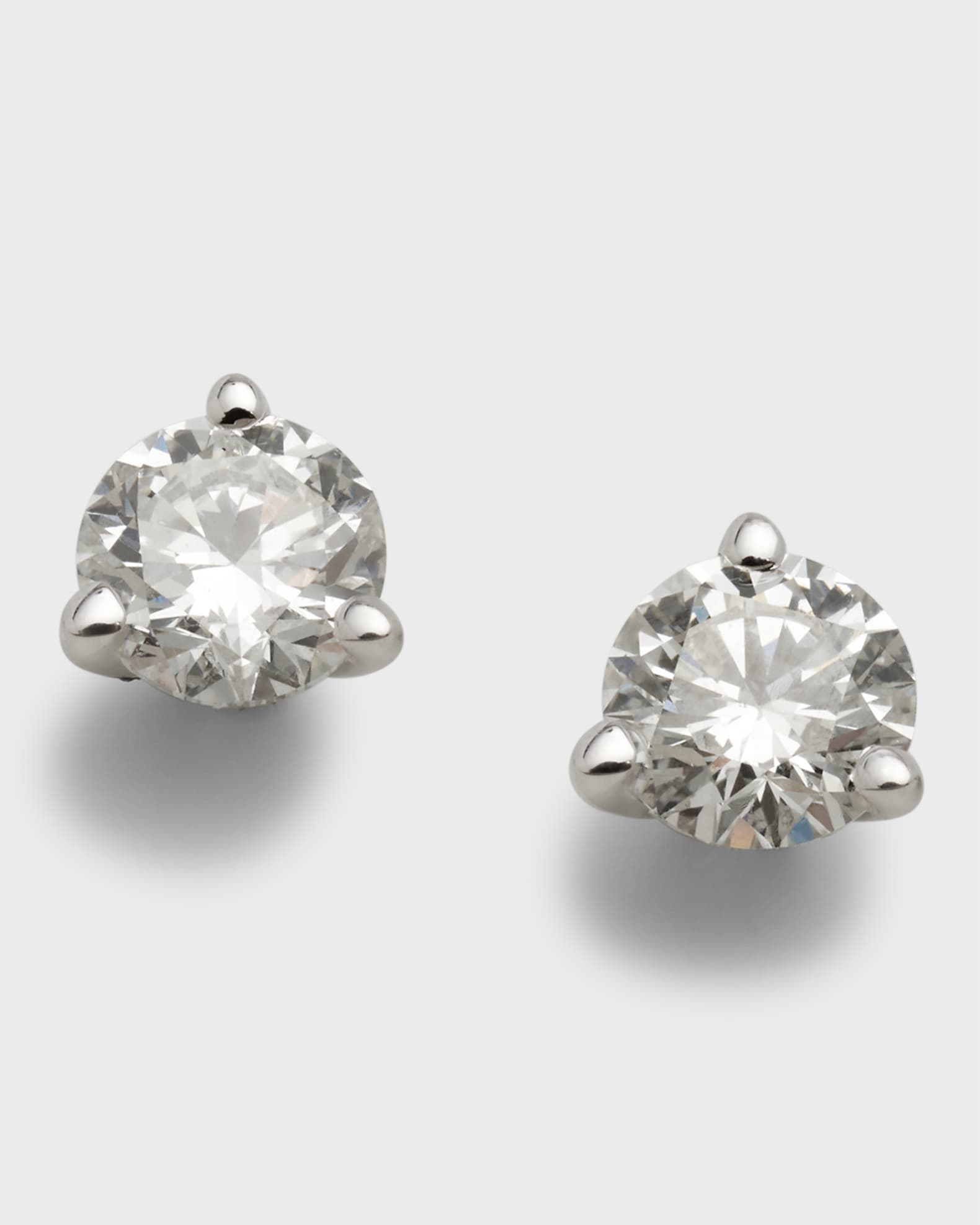 18K White Gold 3-Prong Round Diamond Martini Stud Earrings, 0.75tcw, , 0.180"L / 0.18 W 0