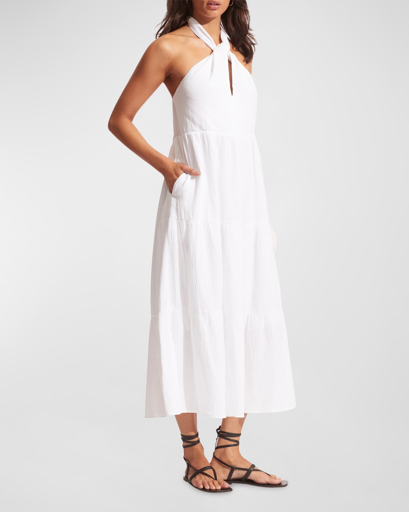 Seafolly Cotton Gauze Halter Maxi Dress Neiman Marcus