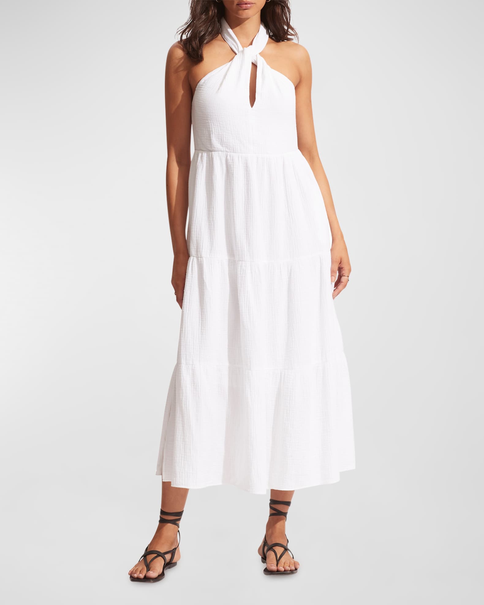 Seafolly Cotton Gauze Halter Maxi Dress Neiman Marcus
