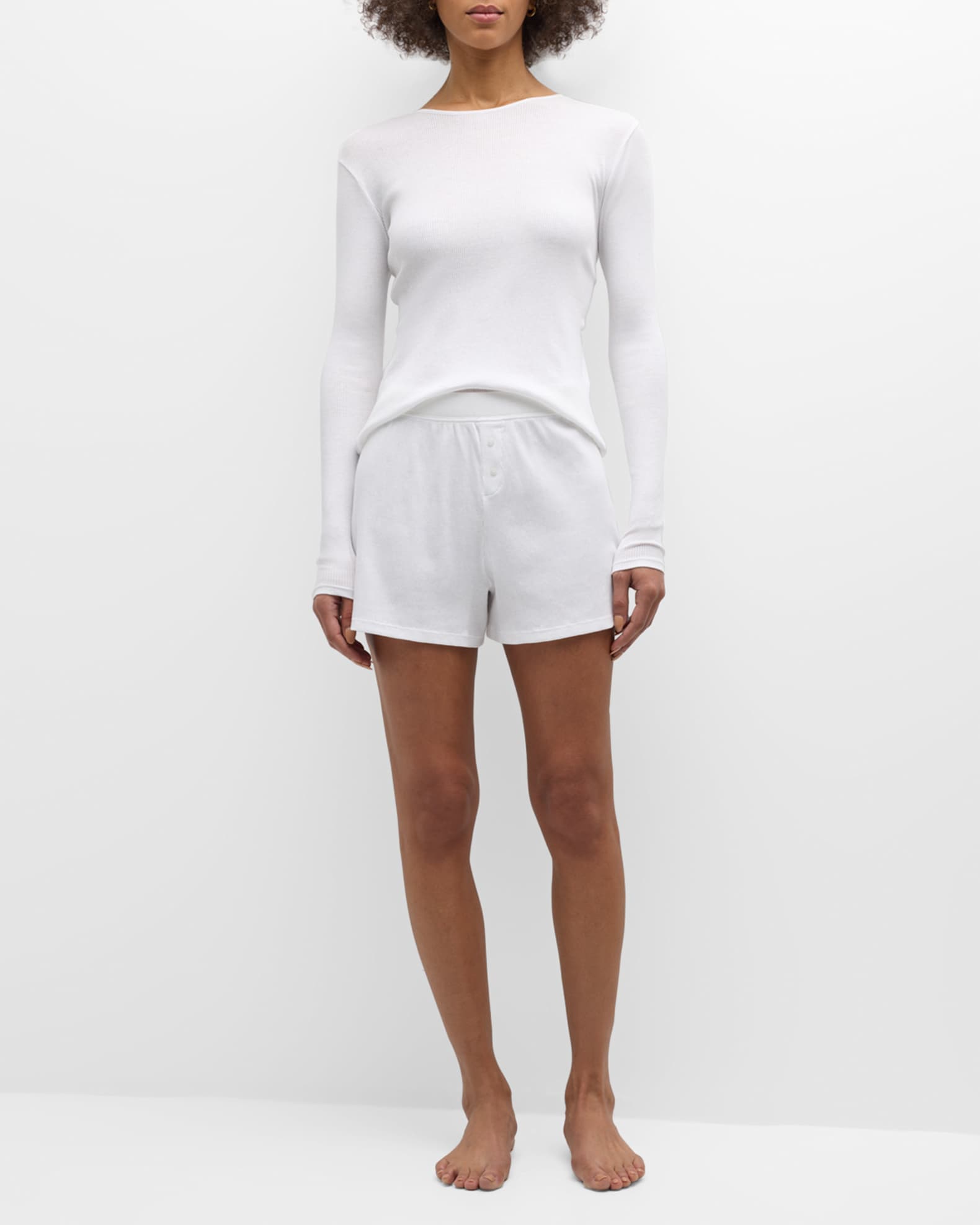 Ribbed Long-Sleeve Pima Cotton Pajama Set 1