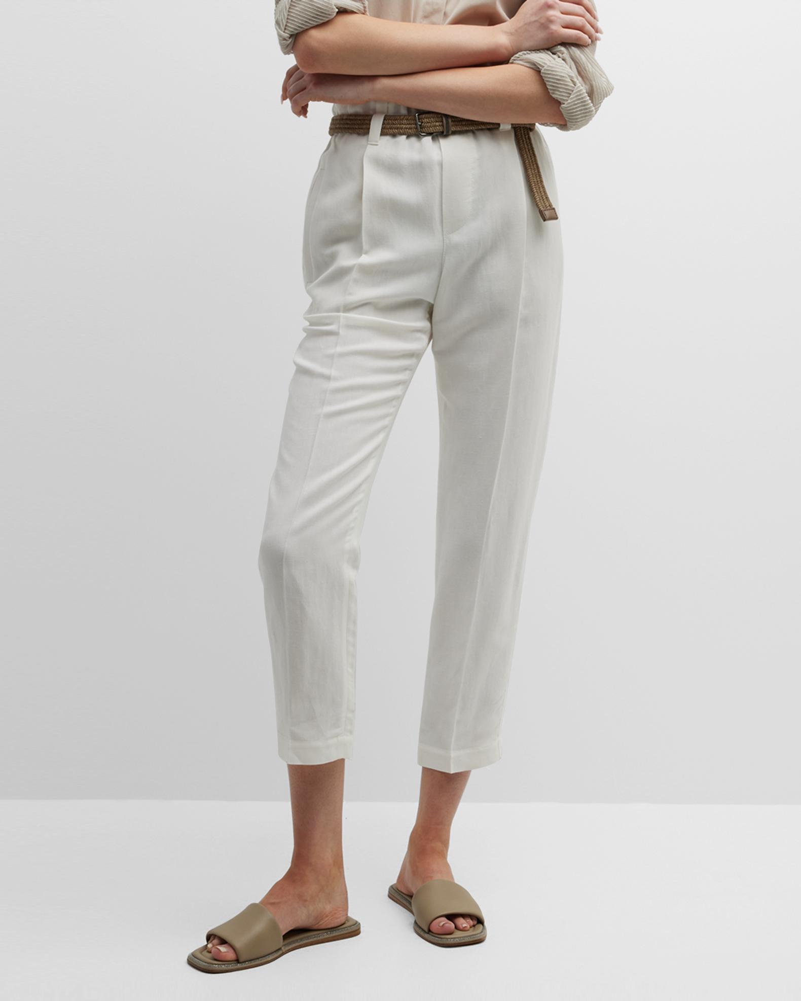 Brunello Cucinelli Women's Viscose and Linen Trousers Blue
