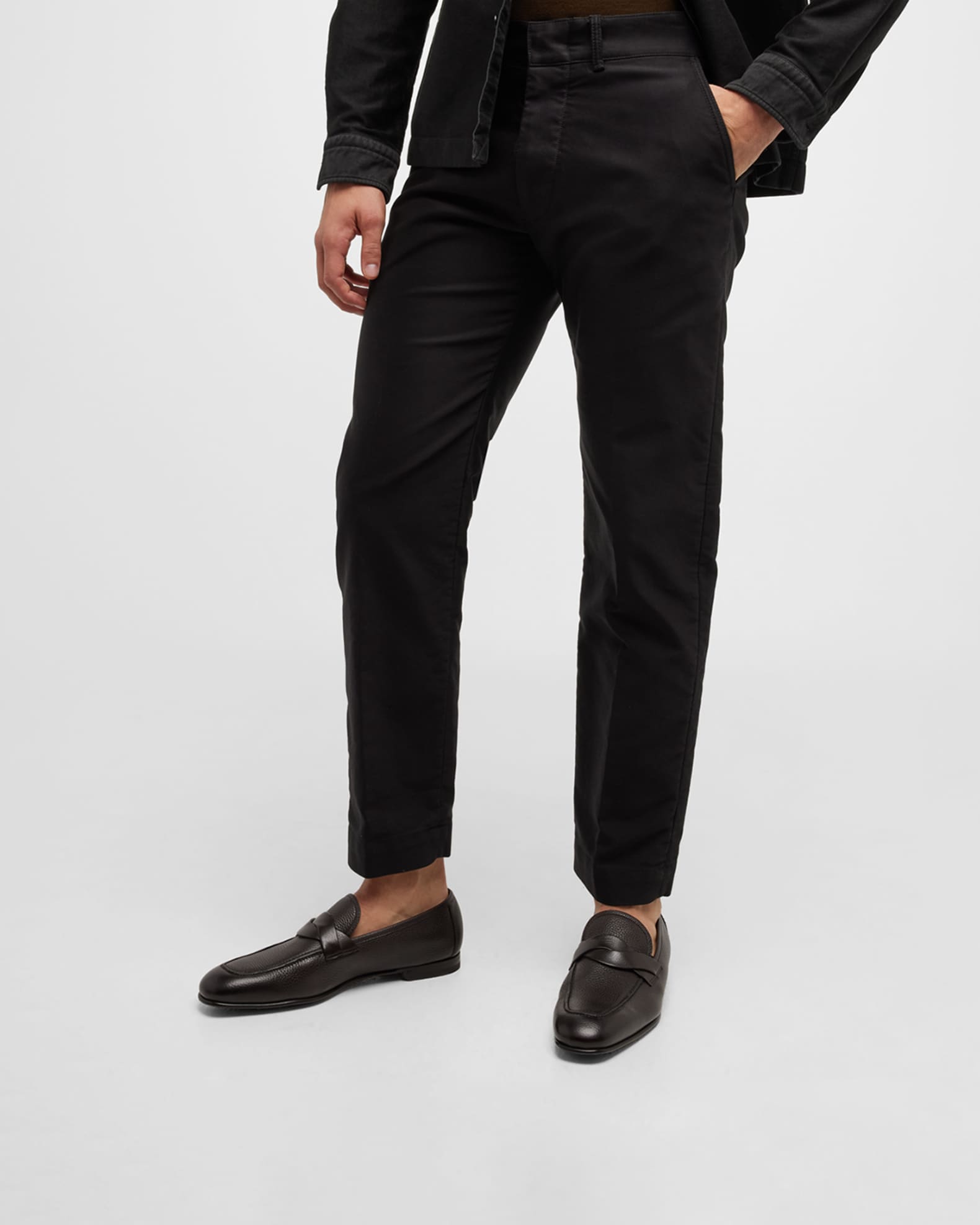 【関税込み】TOM FORD ブラック Sean Twisted Band ローファー TOM FORD Sean Textured Leather-Trimmed Suede Loafers for Men