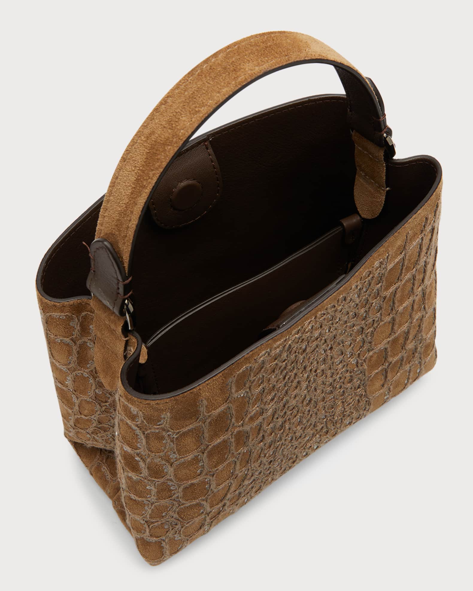 Brunello Cucinelli Mini Sequin Croc Suede TopHandle Bag Neiman Marcus