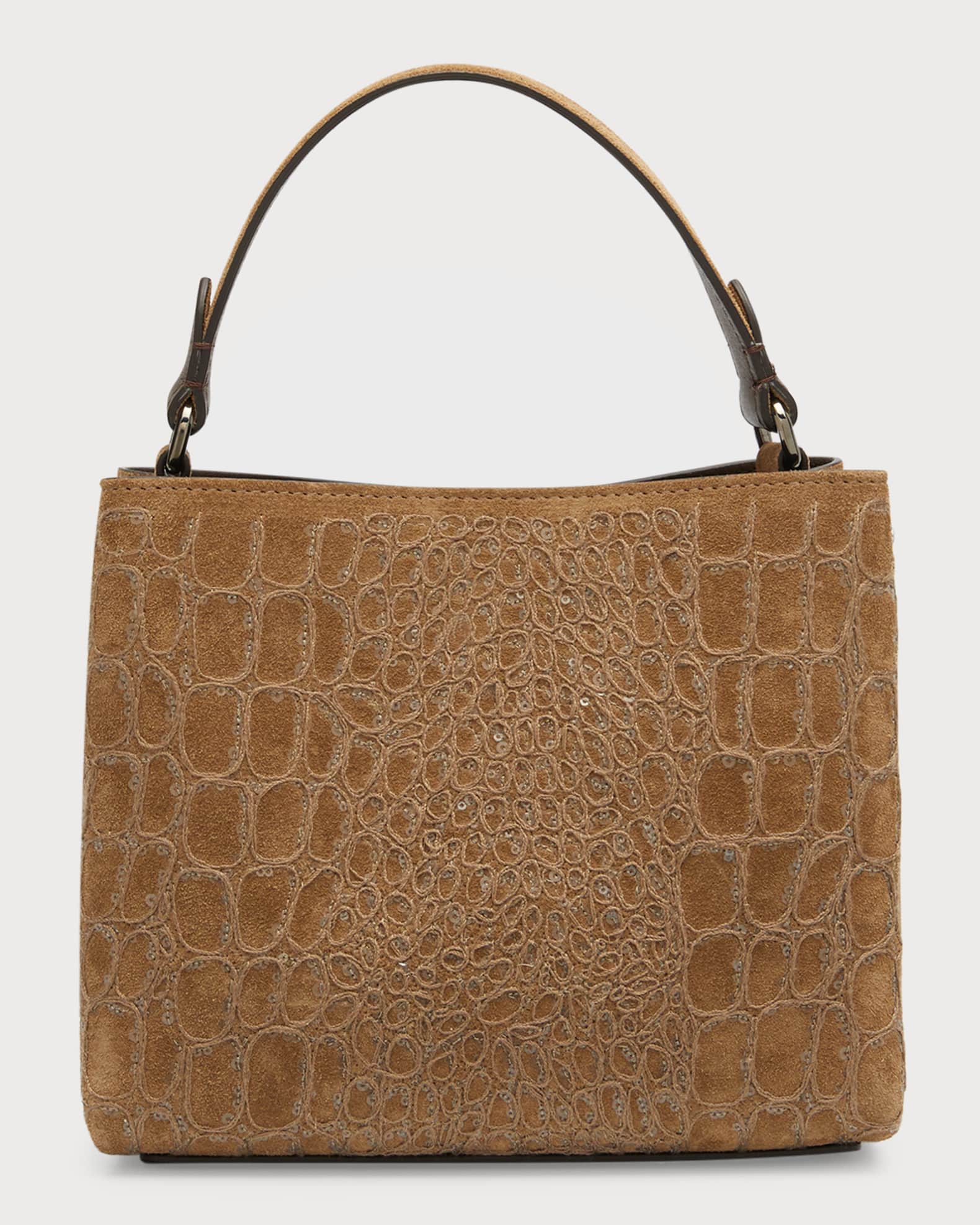 Brunello Cucinelli Mini Sequin Croc Suede TopHandle Bag Neiman Marcus