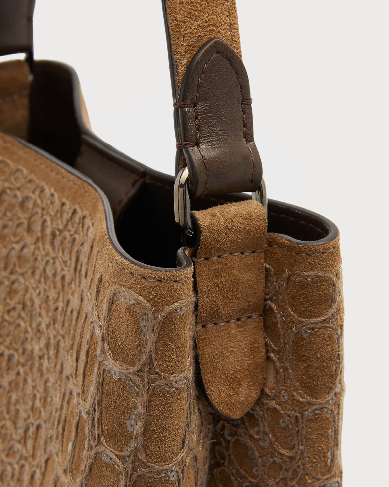 Brunello Cucinelli Mini Sequin Croc Suede TopHandle Bag Neiman Marcus