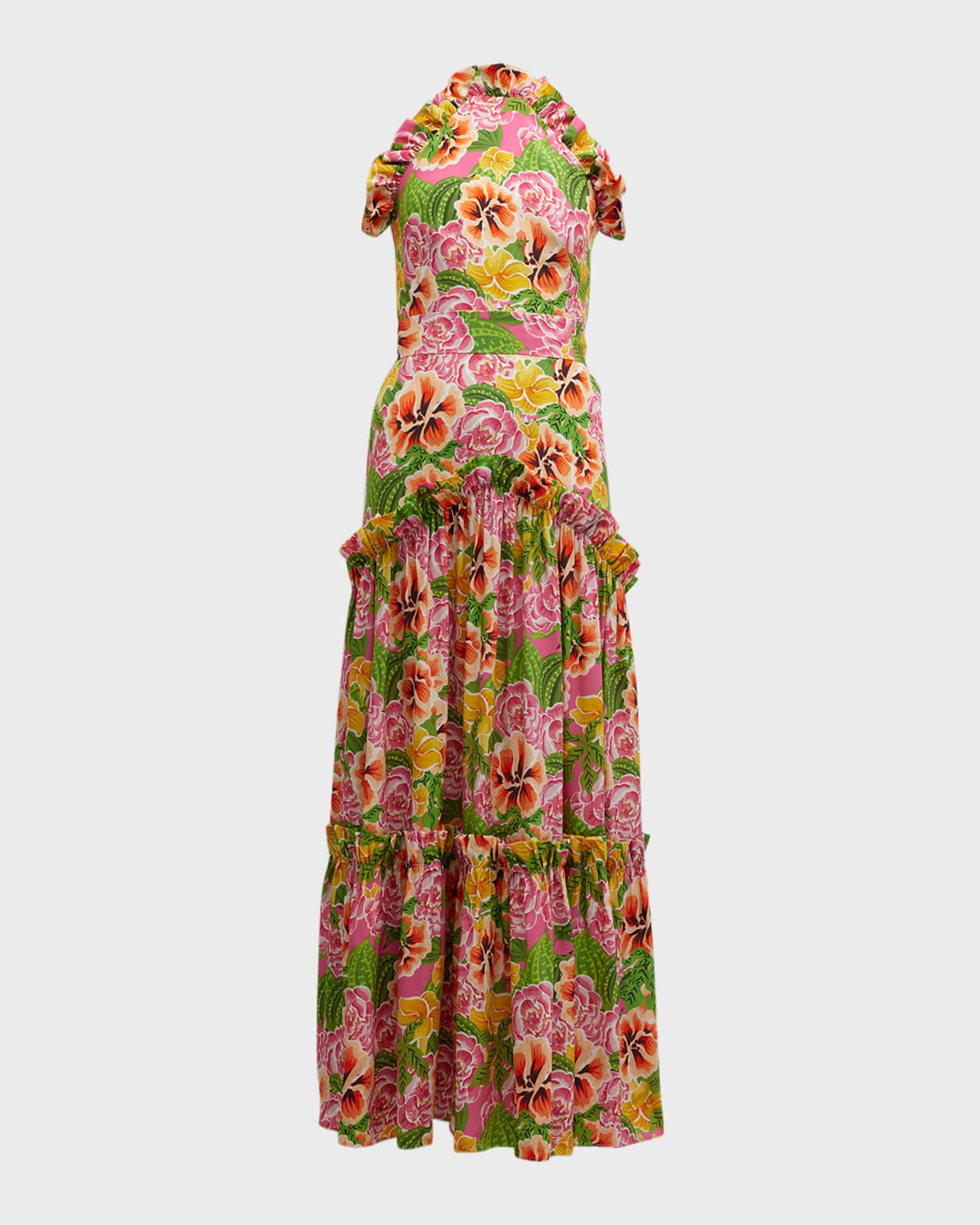 Borgo de Nor Tatiana Floral Silk Sleeveless Halter Maxi Dress | Neiman ...