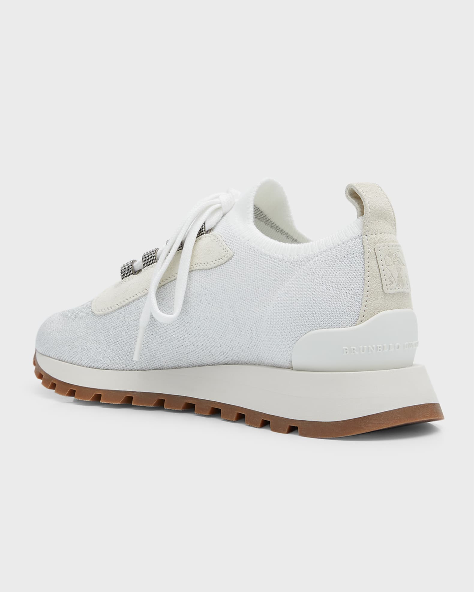 Brunello Cucinelli Knit Suede Trainer Sneakers | Neiman Marcus