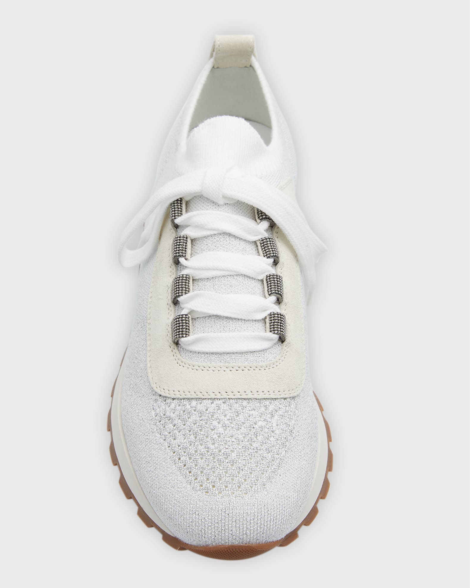 Brunello Cucinelli Knit Suede Trainer Sneakers | Neiman Marcus