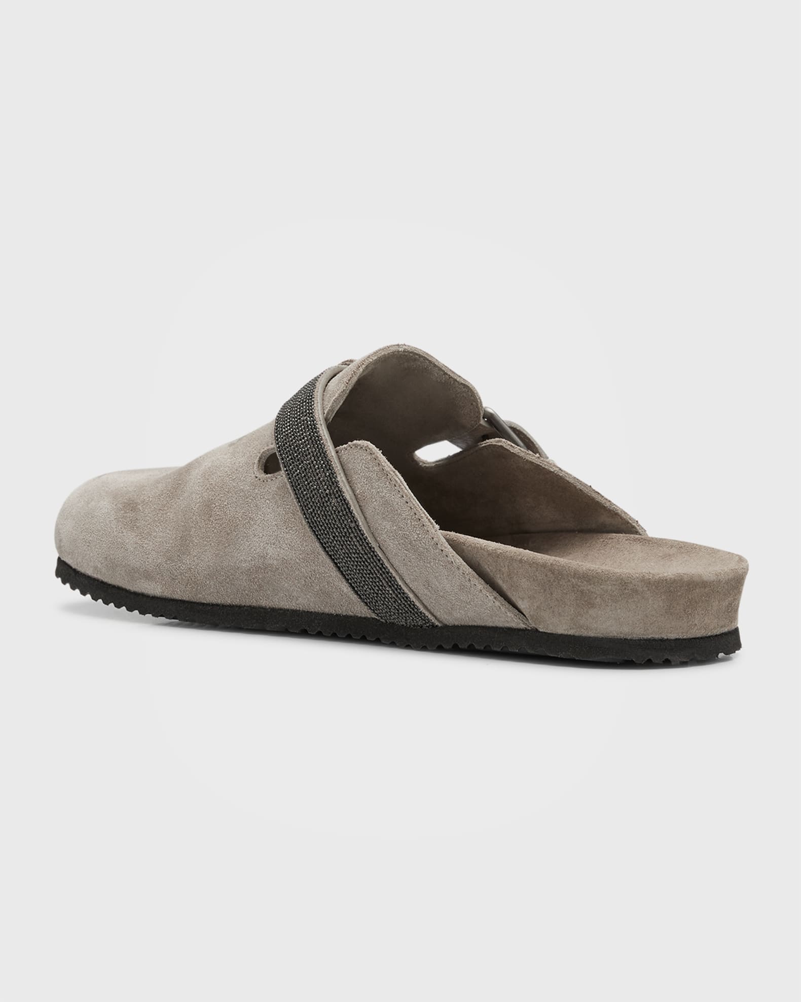 Brunello Cucinelli Monili-chain suede ballerina shoes - Grey