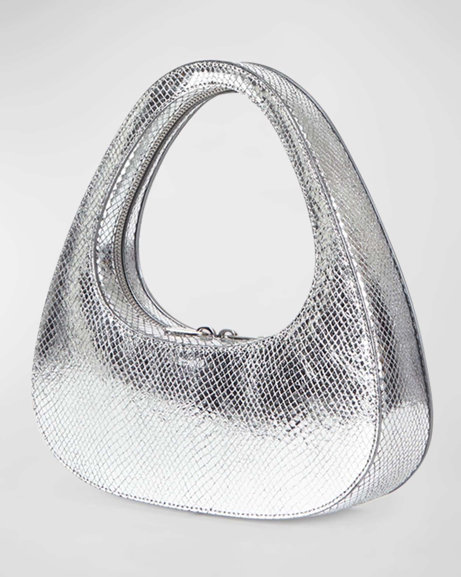 Coperni Swipe Metallic Python-Embossed Shoulder Bag | Neiman Marcus