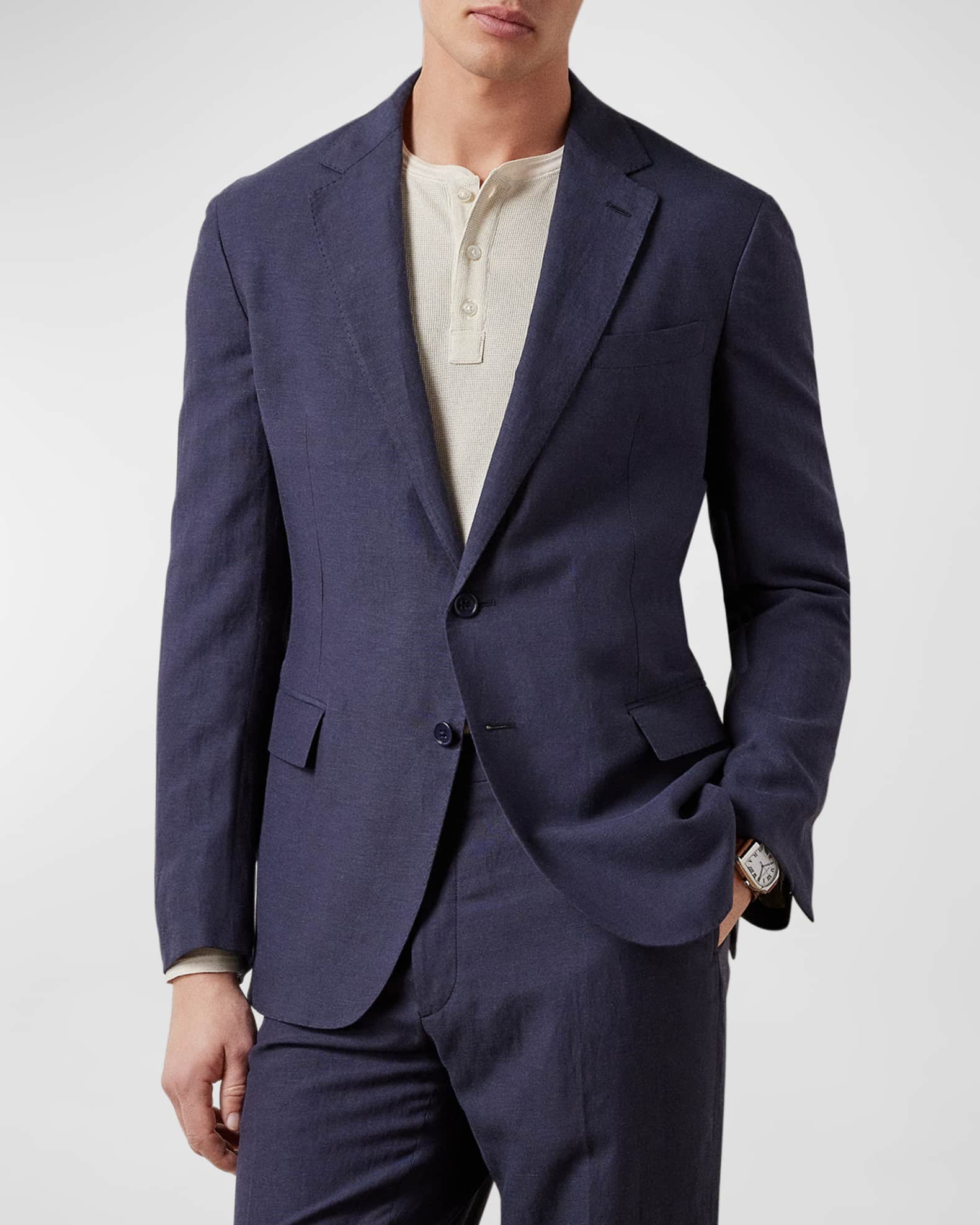 Ralph Lauren Purple Label Hadley Hand-Tailored Silk-Linen Jacket