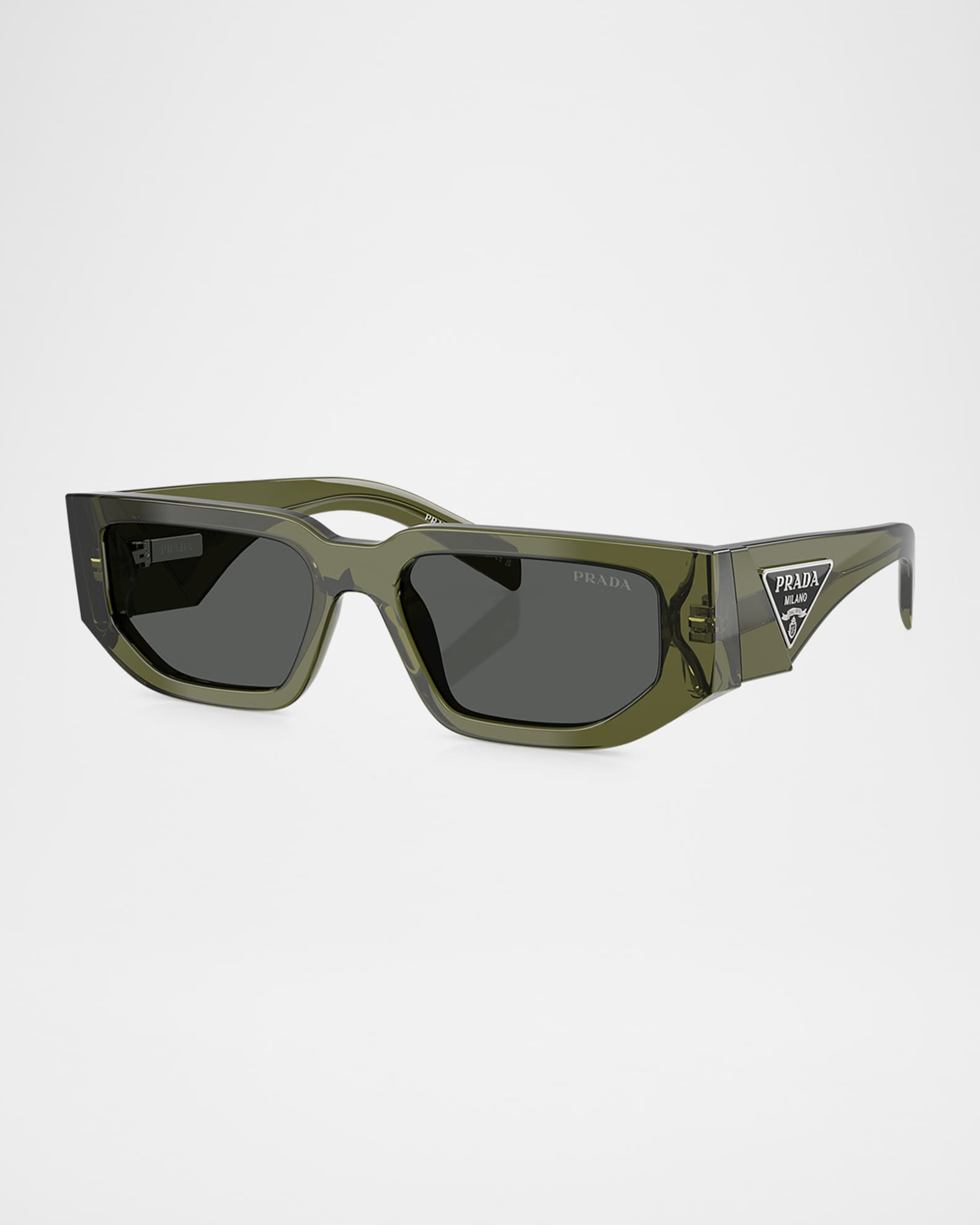 Prada Triangle Logo Bicolor Rectangle Sunglasses | Neiman Marcus
